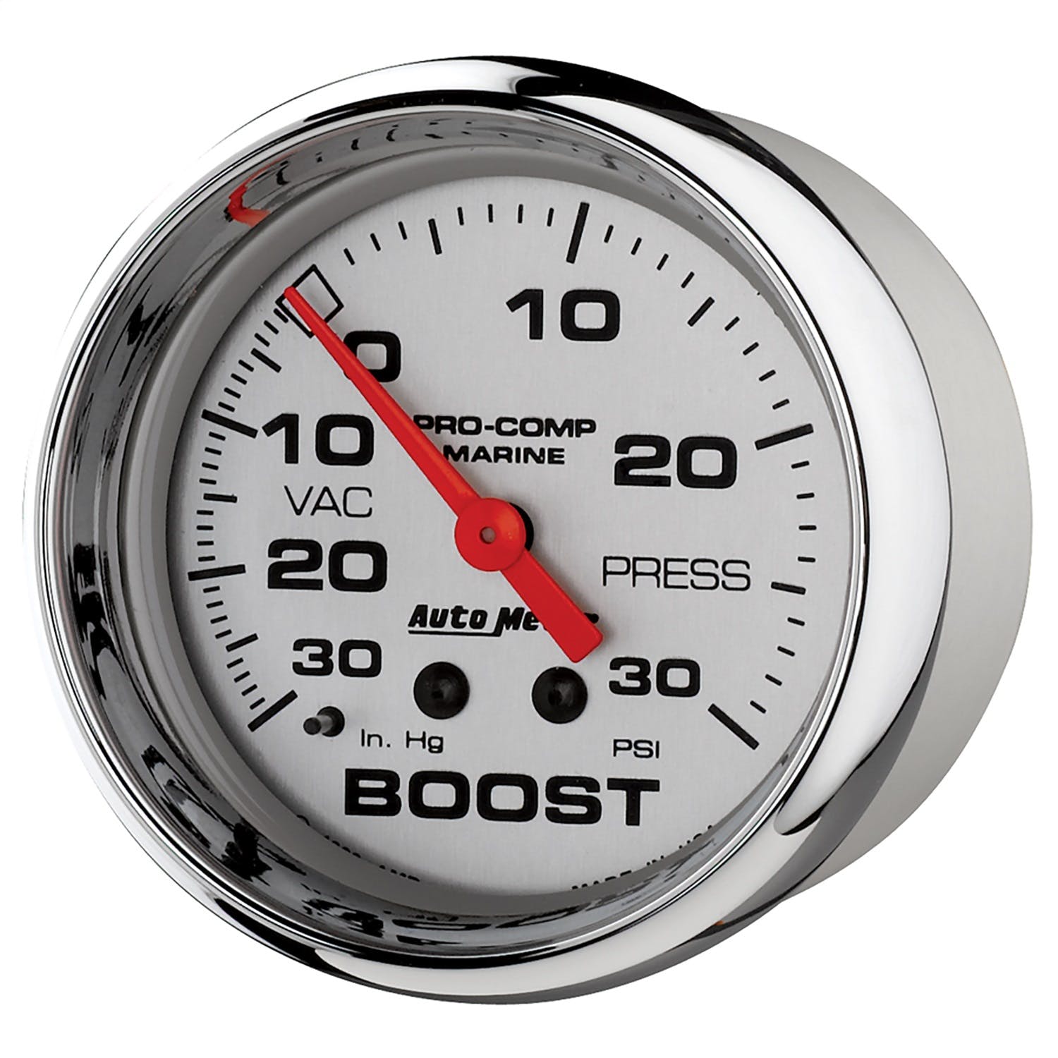 AutoMeter Products 200775-35 Vacuum/Boost Gauge, Mechanical-Marine Chrome 2 5/8, 30INHG-30PSI