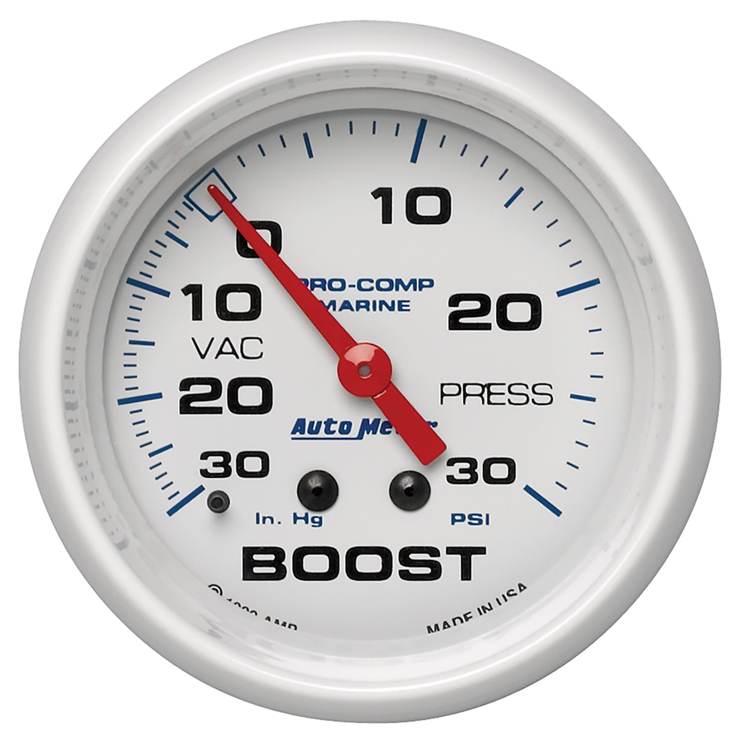 AutoMeter Products 200775 Vacuum/Boost, Mechanical-Marine White 2 5/8, 30INHG-30PSI