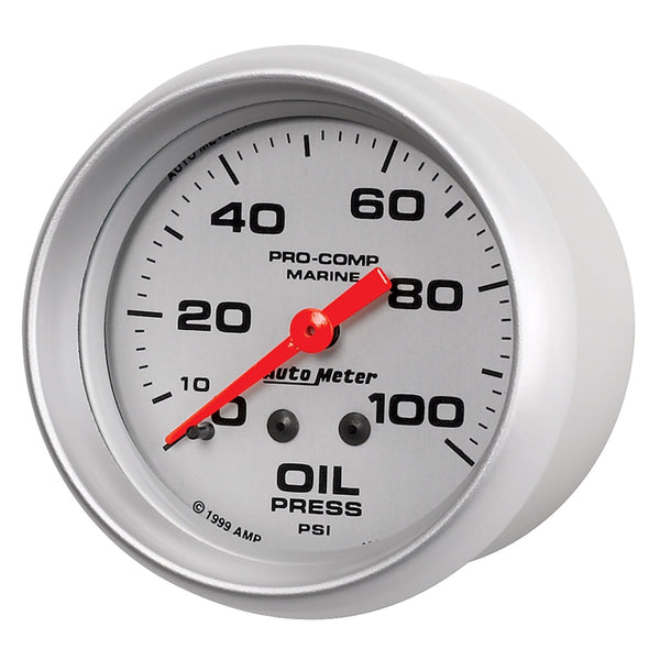 AutoMeter Products 200777-33 Oil Pressure Gauge, Mechanical-Marine Silver 2 5/8, 100PSI