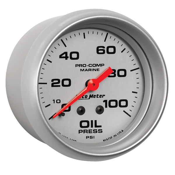 AutoMeter Products 200777-33 Oil Pressure Gauge, Mechanical-Marine Silver 2 5/8, 100PSI