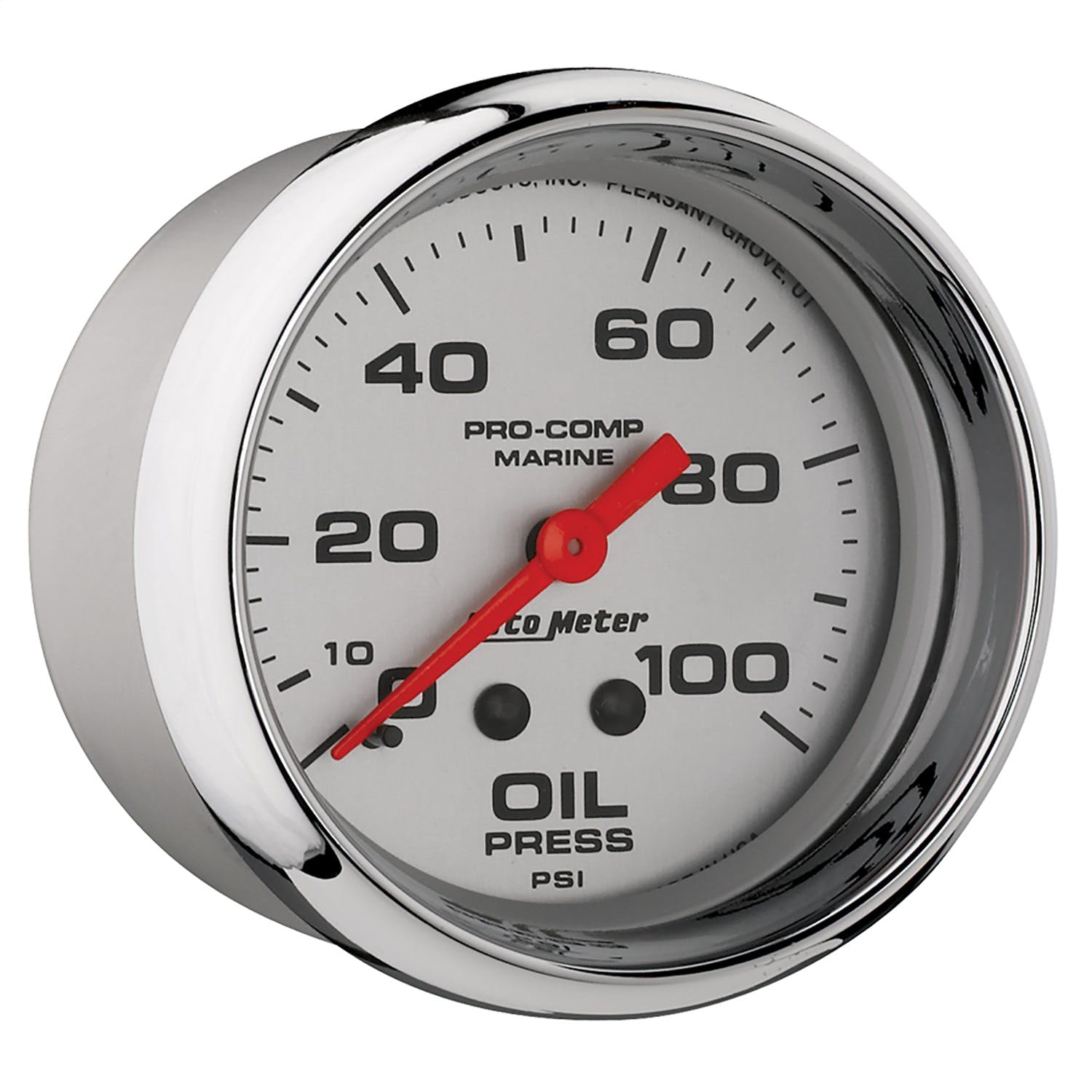 AutoMeter Products 200777-35 Oil Pressure Gauge, Mechanical-Marine Chrome 2 5/8, 100PSI