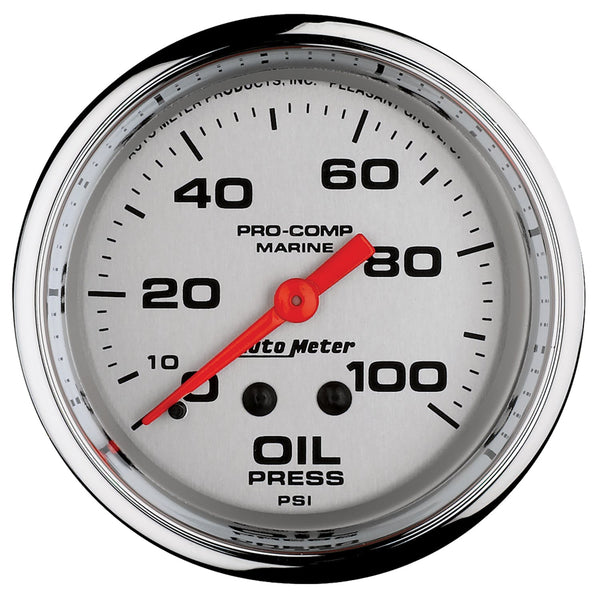 AutoMeter Products 200777-35 Oil Pressure Gauge, Mechanical-Marine Chrome 2 5/8, 100PSI
