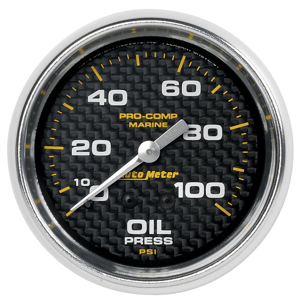 AutoMeter Products 200777-40 Oil Pressure Gauge, Mechanical-Marine Carbon Fiber 2 5/8, 100PSI