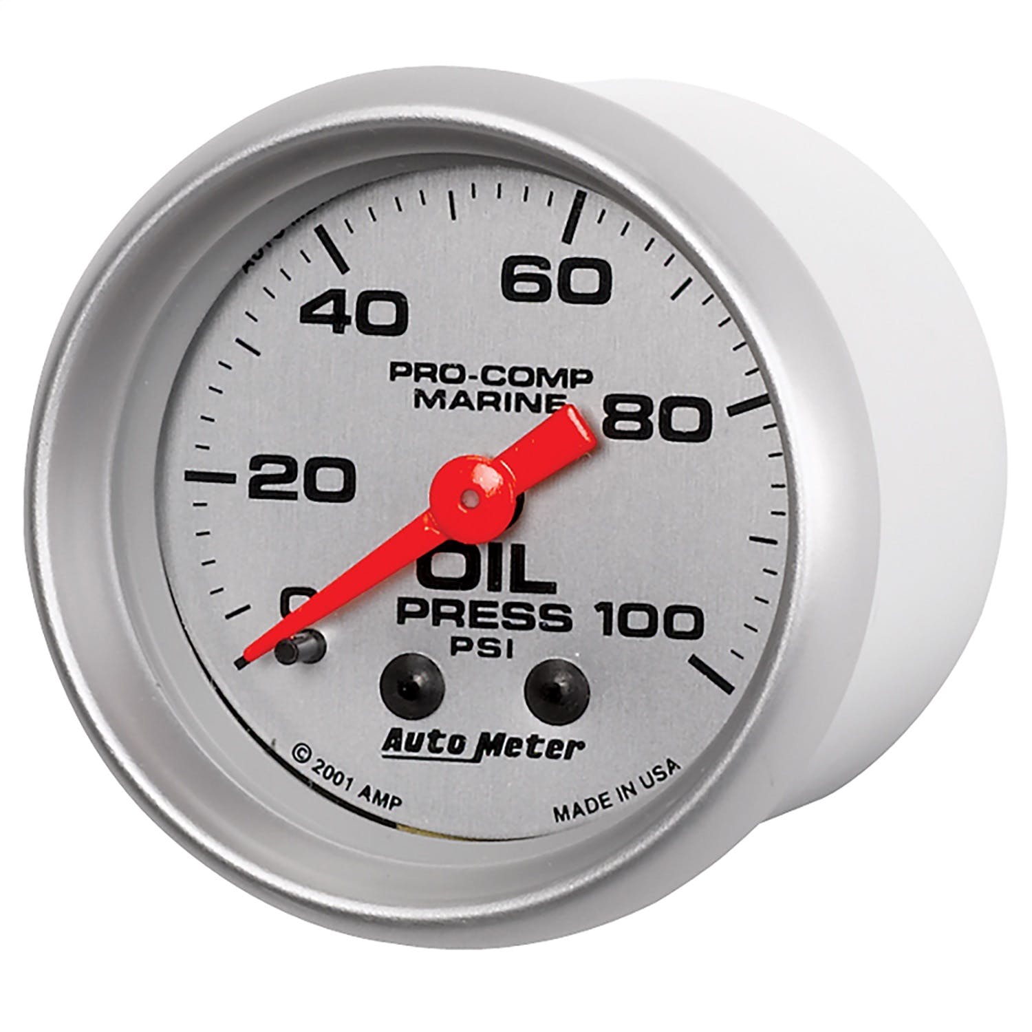 AutoMeter Products 200790-33 Oil Pressure Gauge, Mechanical-Marine Silver 2 1/16, 100PSI