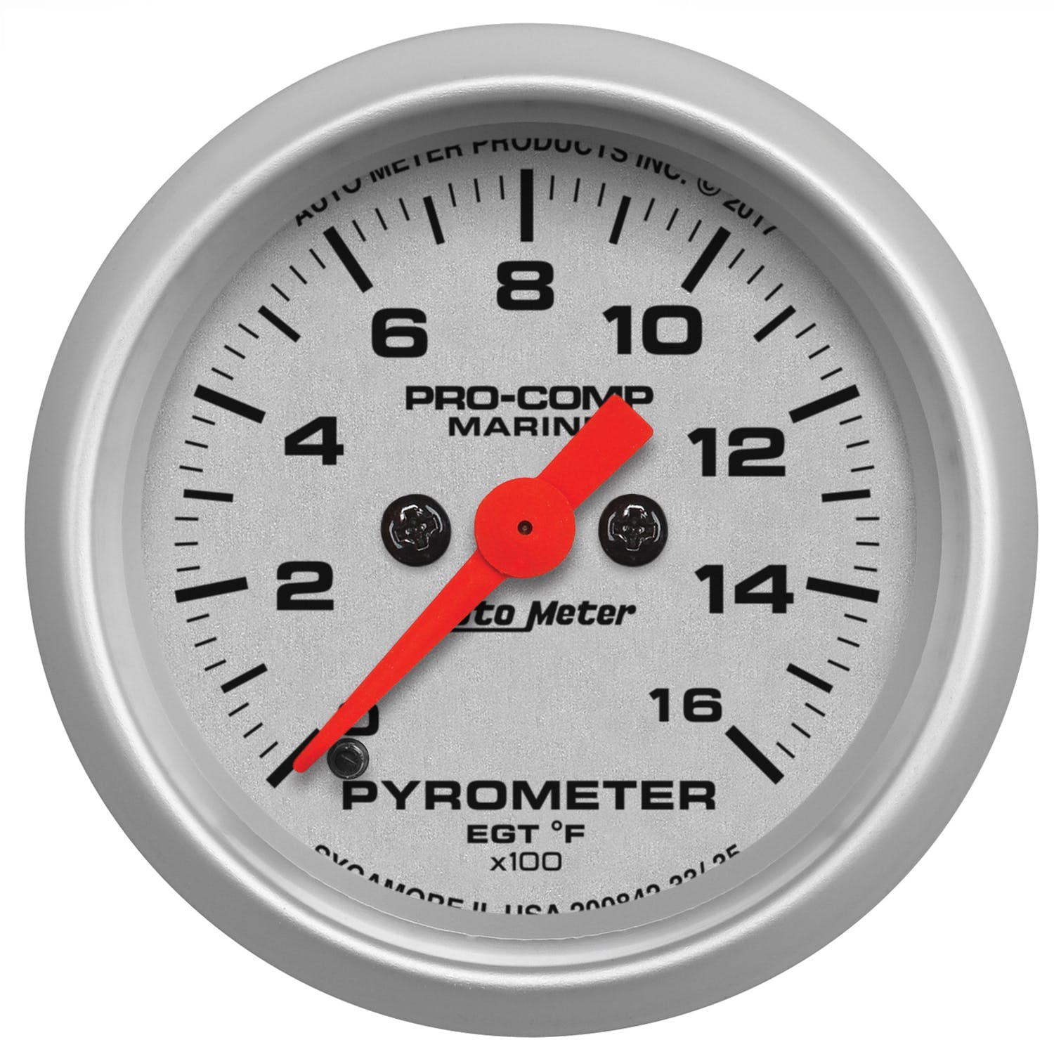 AutoMeter Products 200842-33 Gauge, Pyrometer, 2 1/16 0-1,600° F, Marine Silver