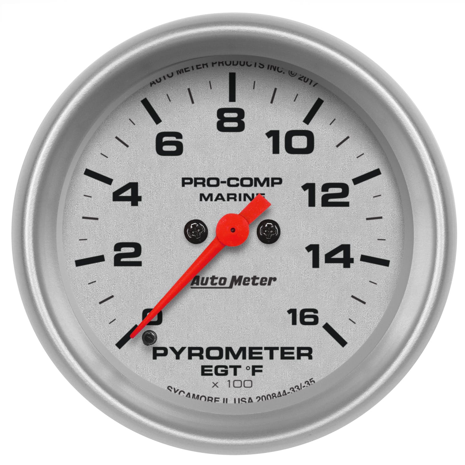 AutoMeter Products 200844-33 Gauge, Pyrometer, 2 5/8 0-1,600° F, Marine Silver