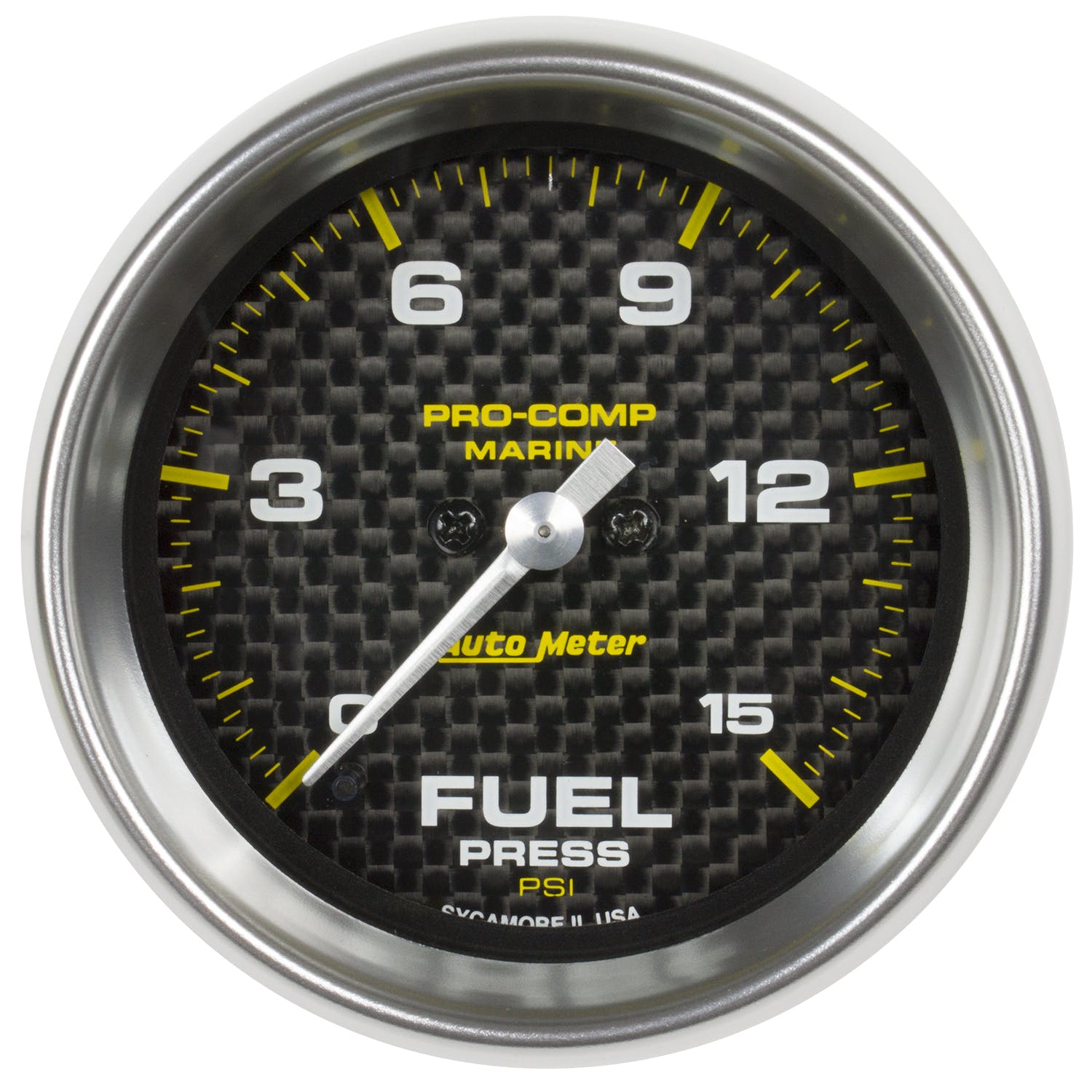 AutoMeter Products 200848-40 Fuel Pressure Gauge, Marine Carbon Fiber 2 1/16, 15PSI, Digital Stepper Mo