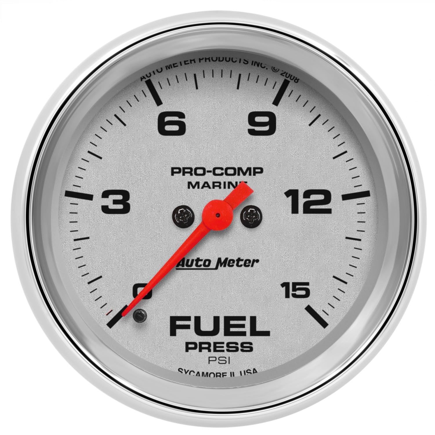 AutoMeter Products 200849-35 Fuel Pressure Gauge, Marine Chrome 2 5/8, 15PSI, Digital Stepper Motor