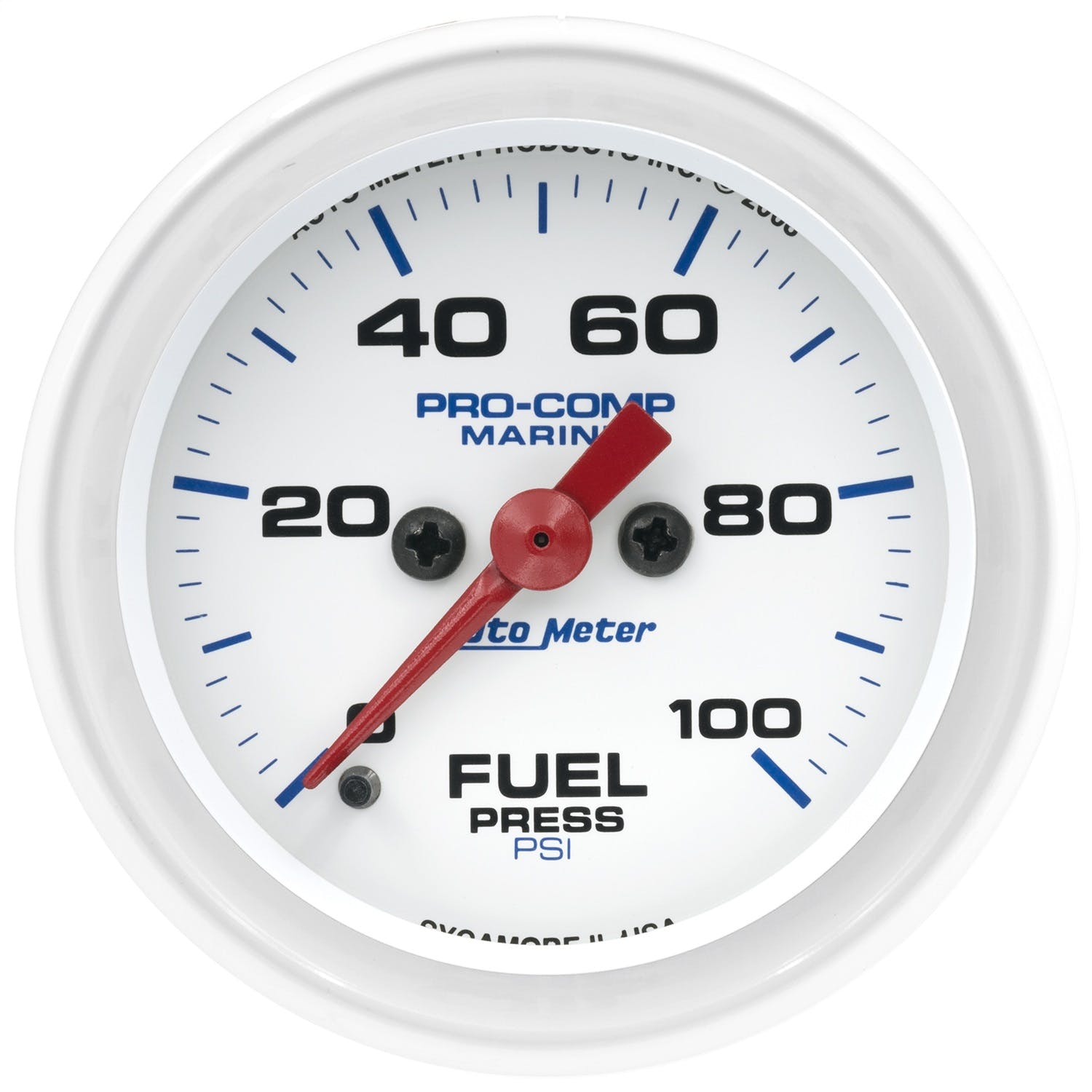 AutoMeter Products 200850 Fuel Pressure Gauge, Marine White 2 1/16, 100PSI Digital Stepper Motor