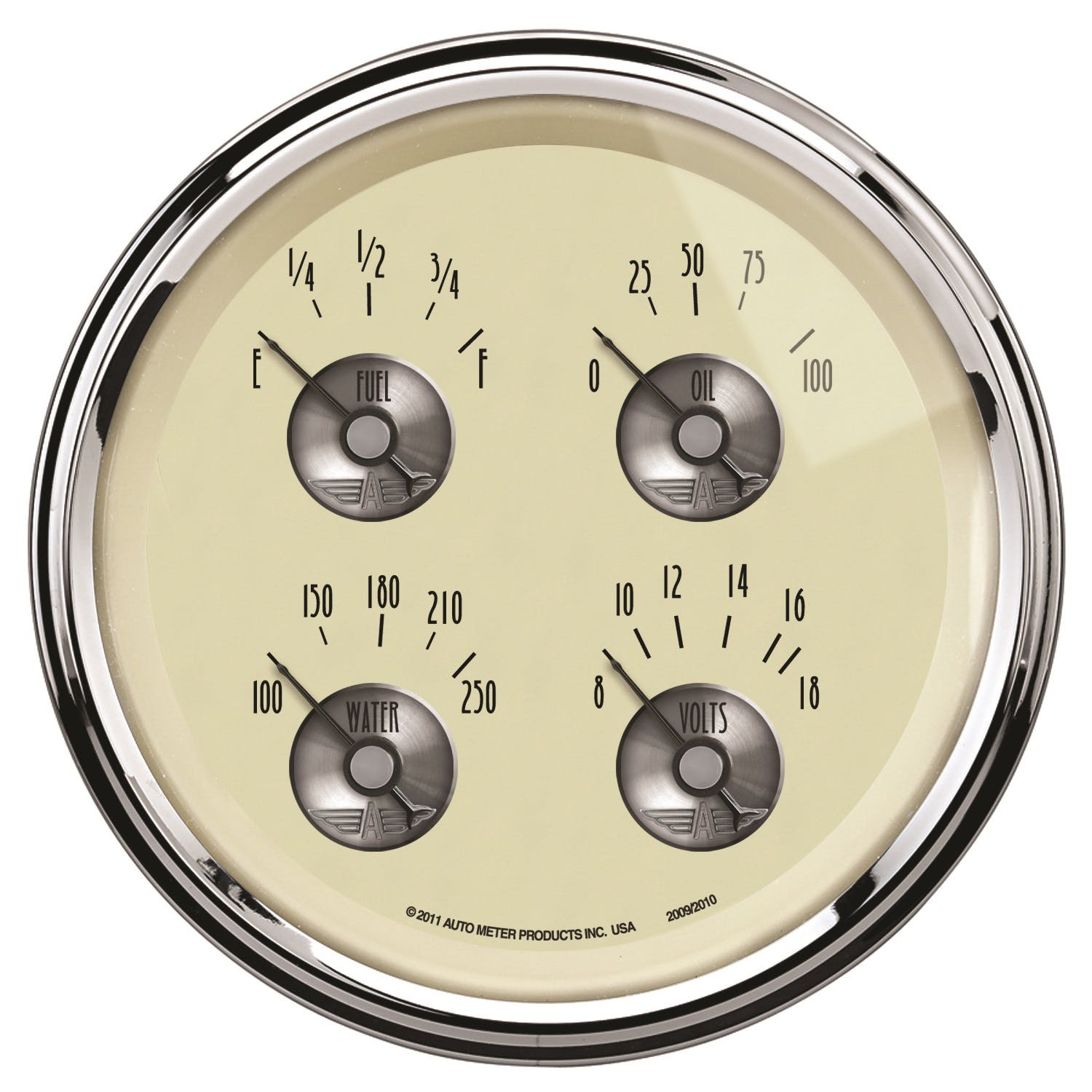 AutoMeter Products 2009 Gauge; Quad; 5in.; 0OE to 90OF; Elec; Prestige Antq. Ivory