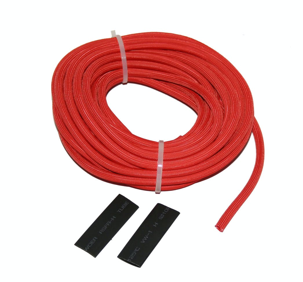 Bulldog Winch Co LLC 20139 Wire Sheathing, high heat fiberglass 5mm x 25ft (3/16) red