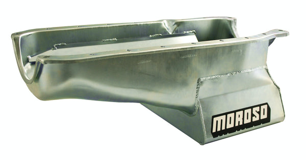 Moroso 20201 Wet Sump Kicked-Out Steel Oil Pan (8.25 deep/7qt/Baffled/SBC-Pre-80 and 85)