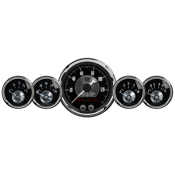 AutoMeter Products 2024 Gauge Kit, 5 Pc, 3 3/8 and 2 1/16, Gps Speedo, Prestige Blk Diamond