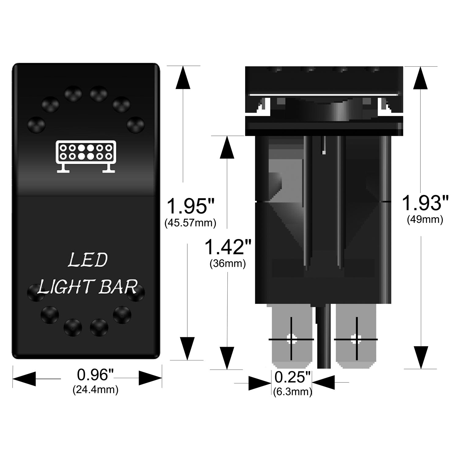 Bulldog Winch Co LLC 20260 Rocker Switch-ON/OFF 5-Pin LED Light Bar-White