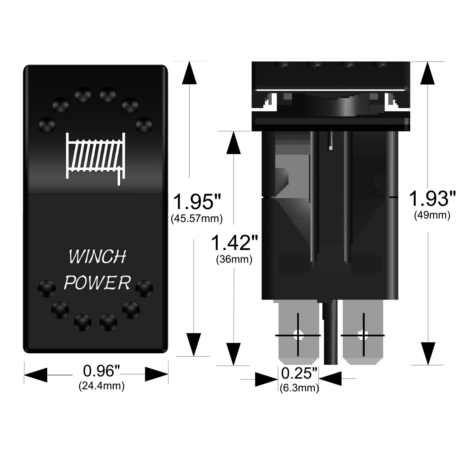 Bulldog Winch Co LLC 20262 Winch Power Rocker Switch - ON/OFF 5-Pin-Red