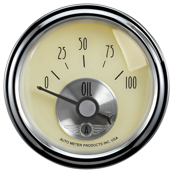 AutoMeter Products 2027 GAUGE; OIL PRESS; 2 1/16in.; 100PSI; ELEC; PRESTIGE ANTQ. IVORY