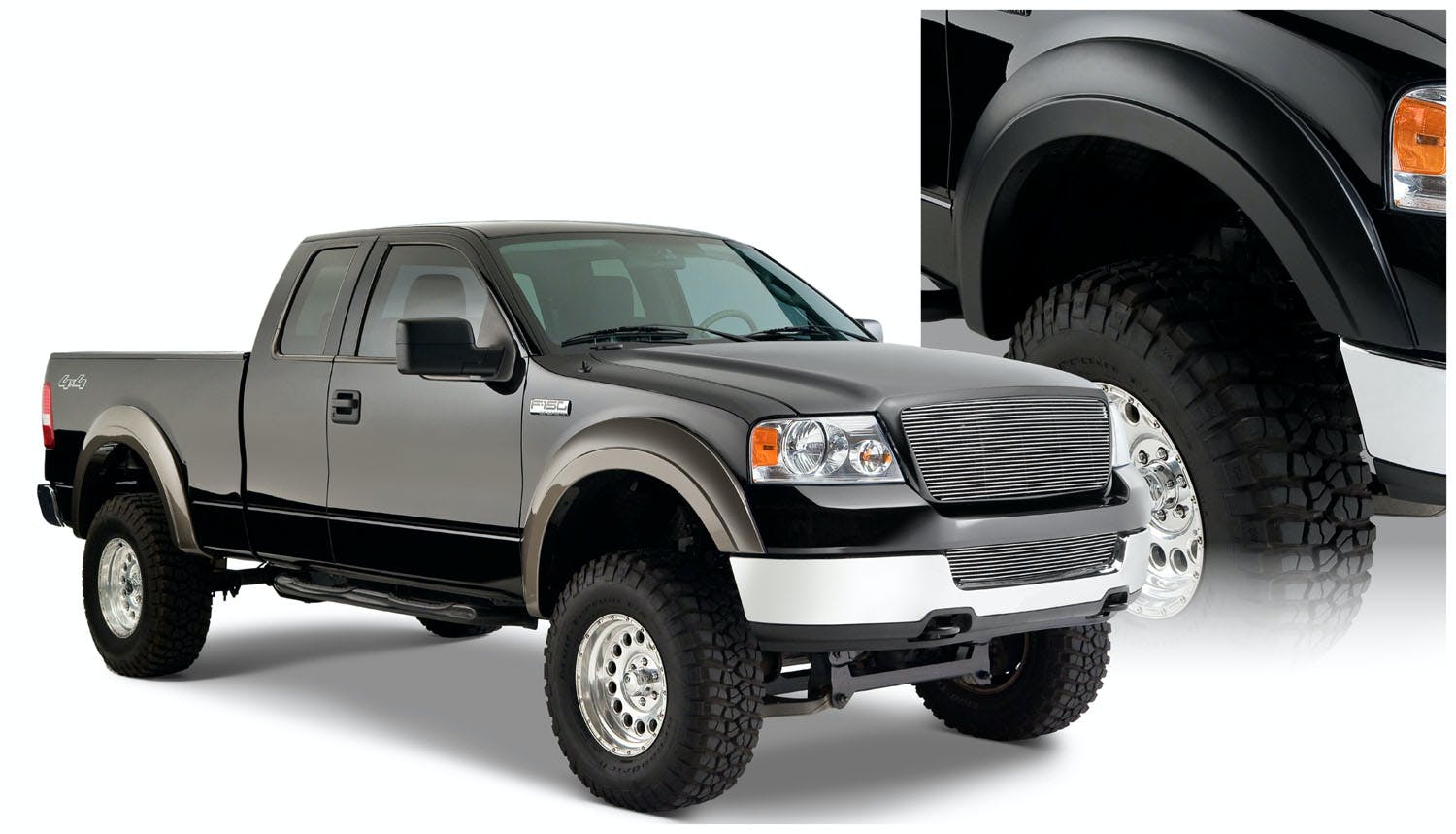 Bushwacker 20915-02 Extend-A-Fender Style Fender Flares, 4pc