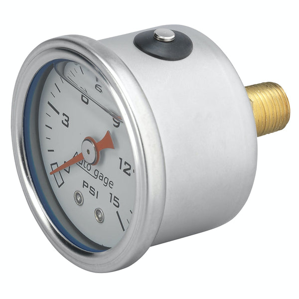 AutoMeter Products 2175 Auto Gage Series Dampened-Movement Pressure Gauge (White, 0-15 PSI, 1-1/2 in.)