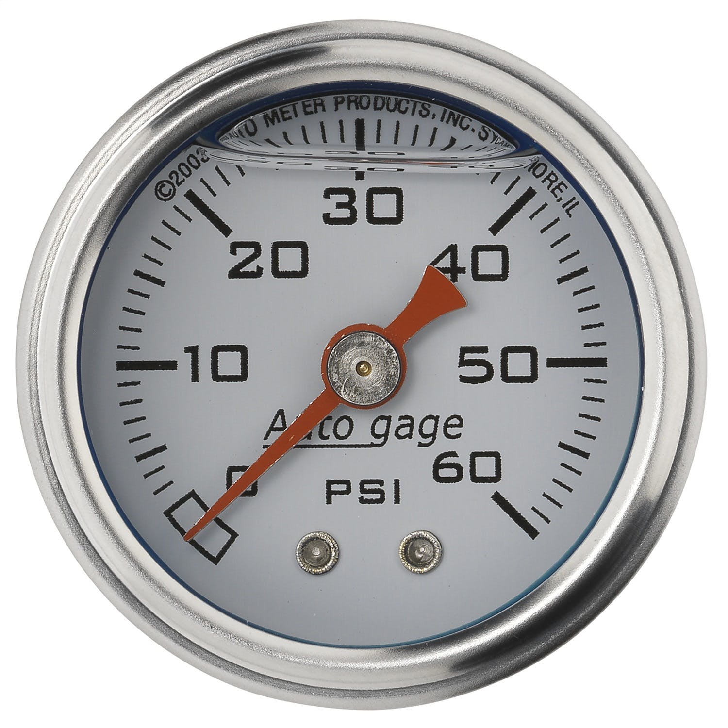 AutoMeter Products 2176 Auto Gage Series Dampened-Movement Pressure Gauge (White, 0-60 PSI, 1-1/2 in.)