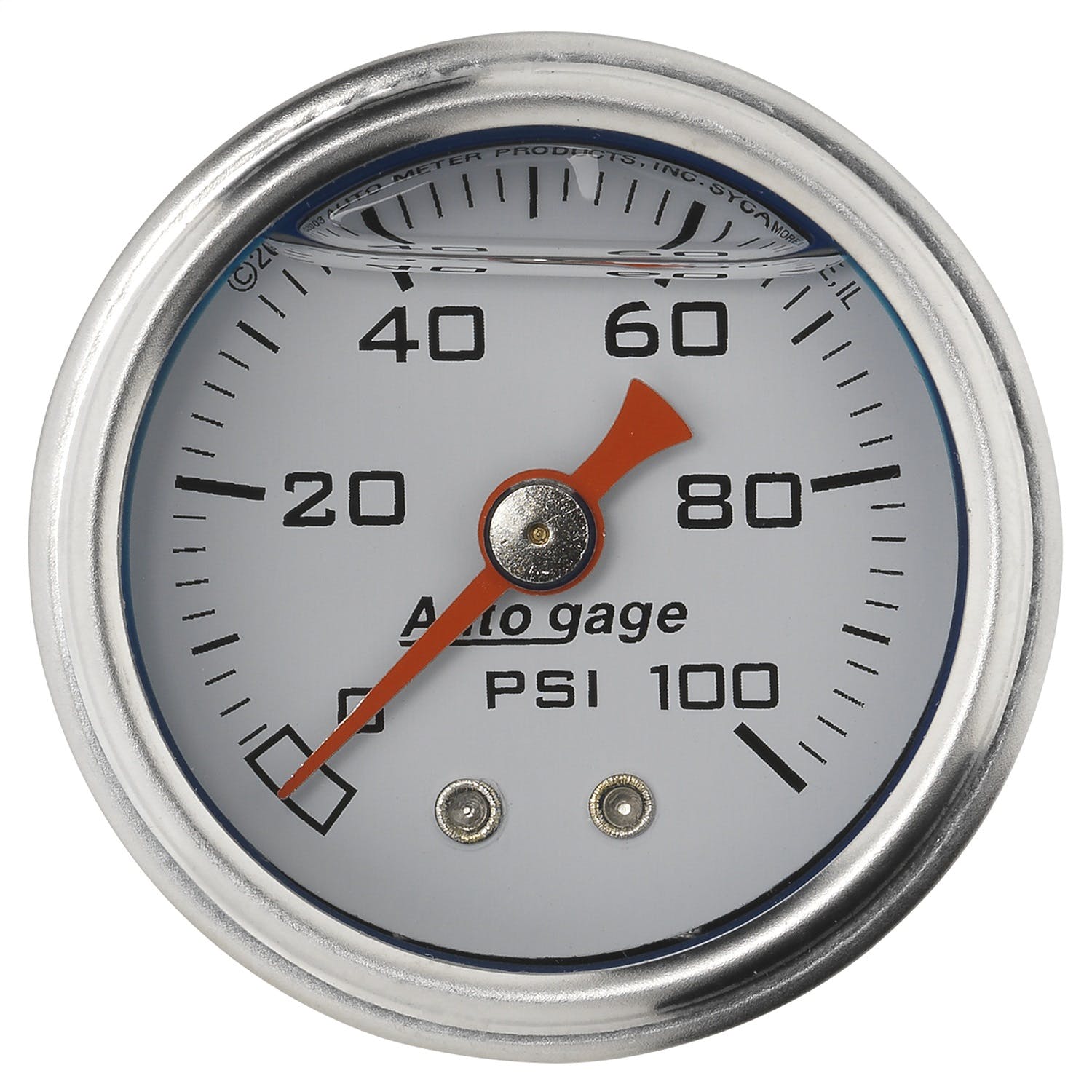 AutoMeter Products 2177 Auto Gage Series Dampened-Movement Pressure Gauge White 0-100 PSI 1-1/2 inch