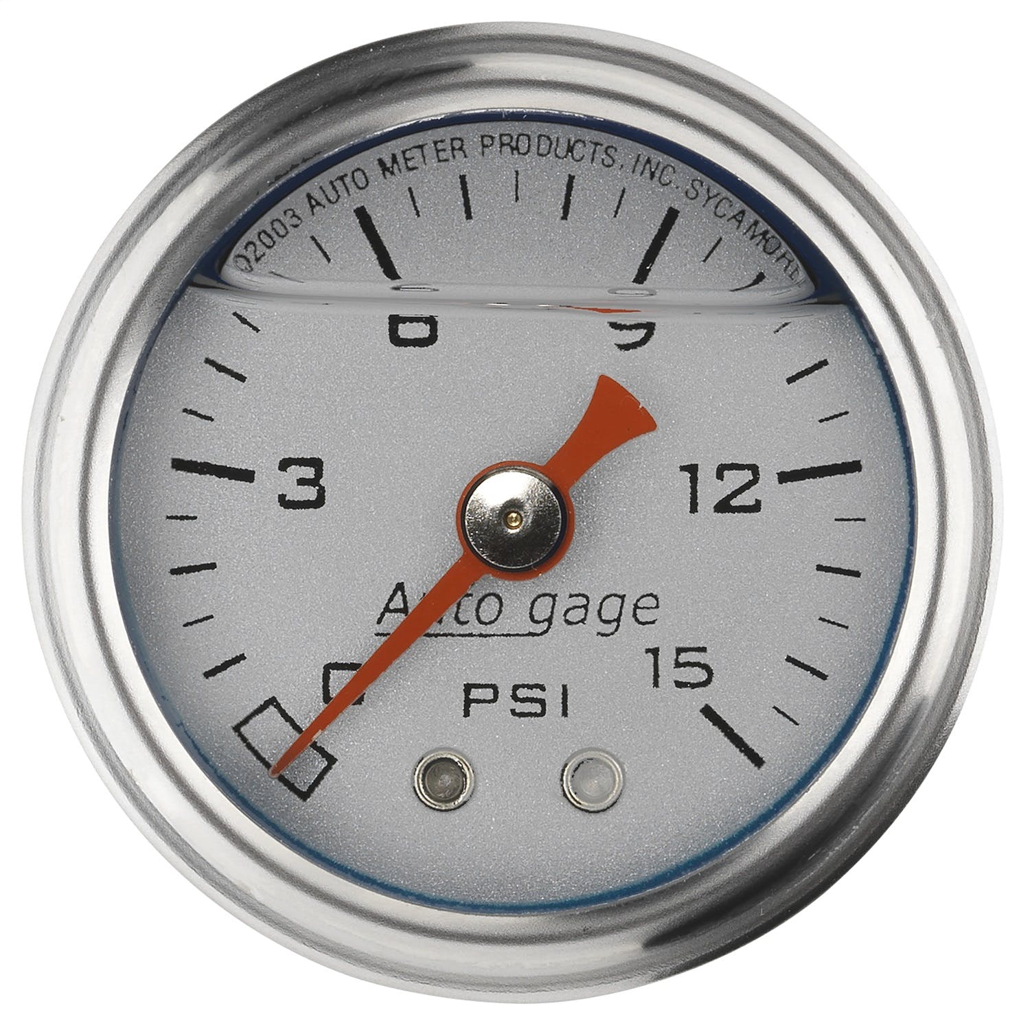 AutoMeter Products 2178 Auto Gage Series Dampened-Movement Pressure Gauge (Silver, 0-15 PSI, 1-1/2 in.)