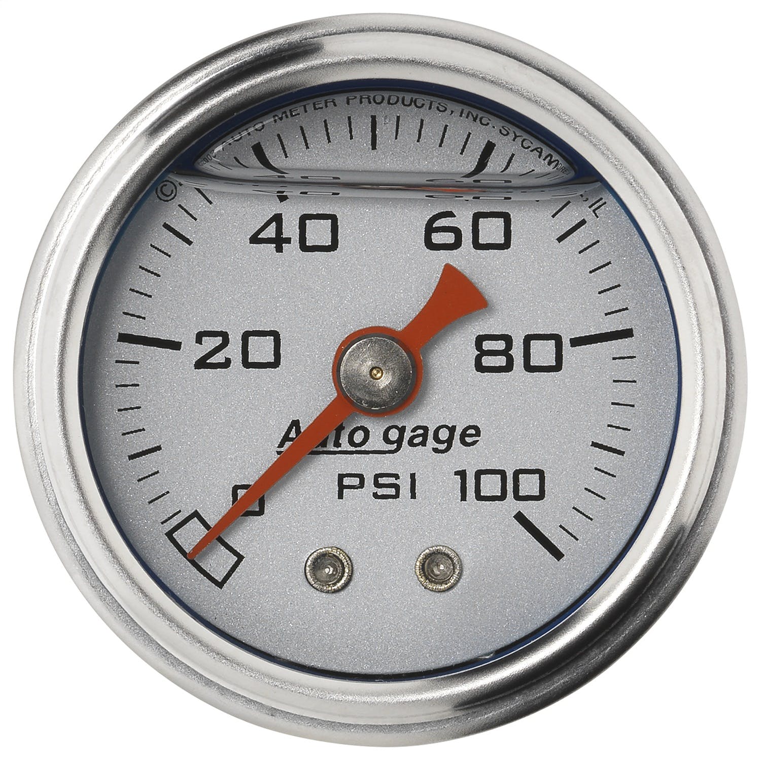 AutoMeter Products 2180 Auto Gage Series Dampened-Movement Pressure Gauge Silver 0-100 PSI 1-1/2 inch