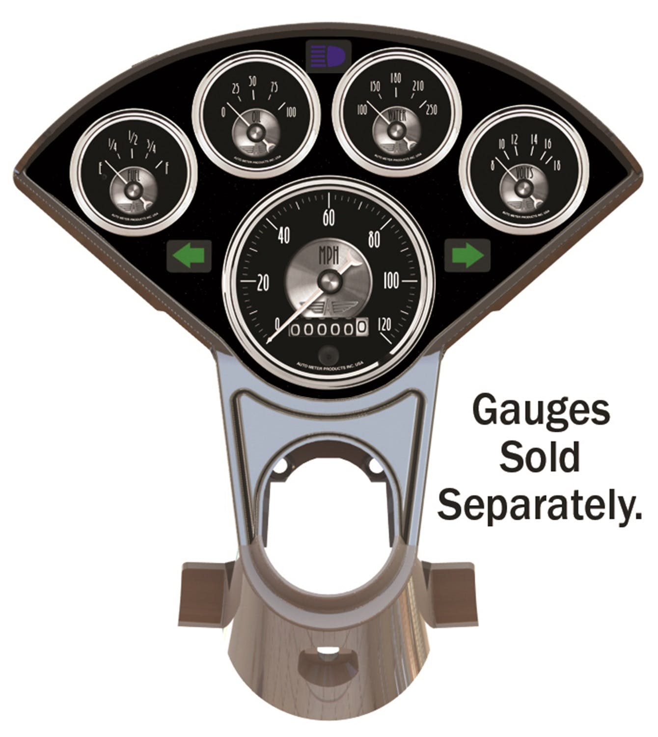 AutoMeter Products 2207 Mounting Solutions 5 Gauge Panel 3 3/8 in. Tach/Speedo 2 1/16in. Chrome