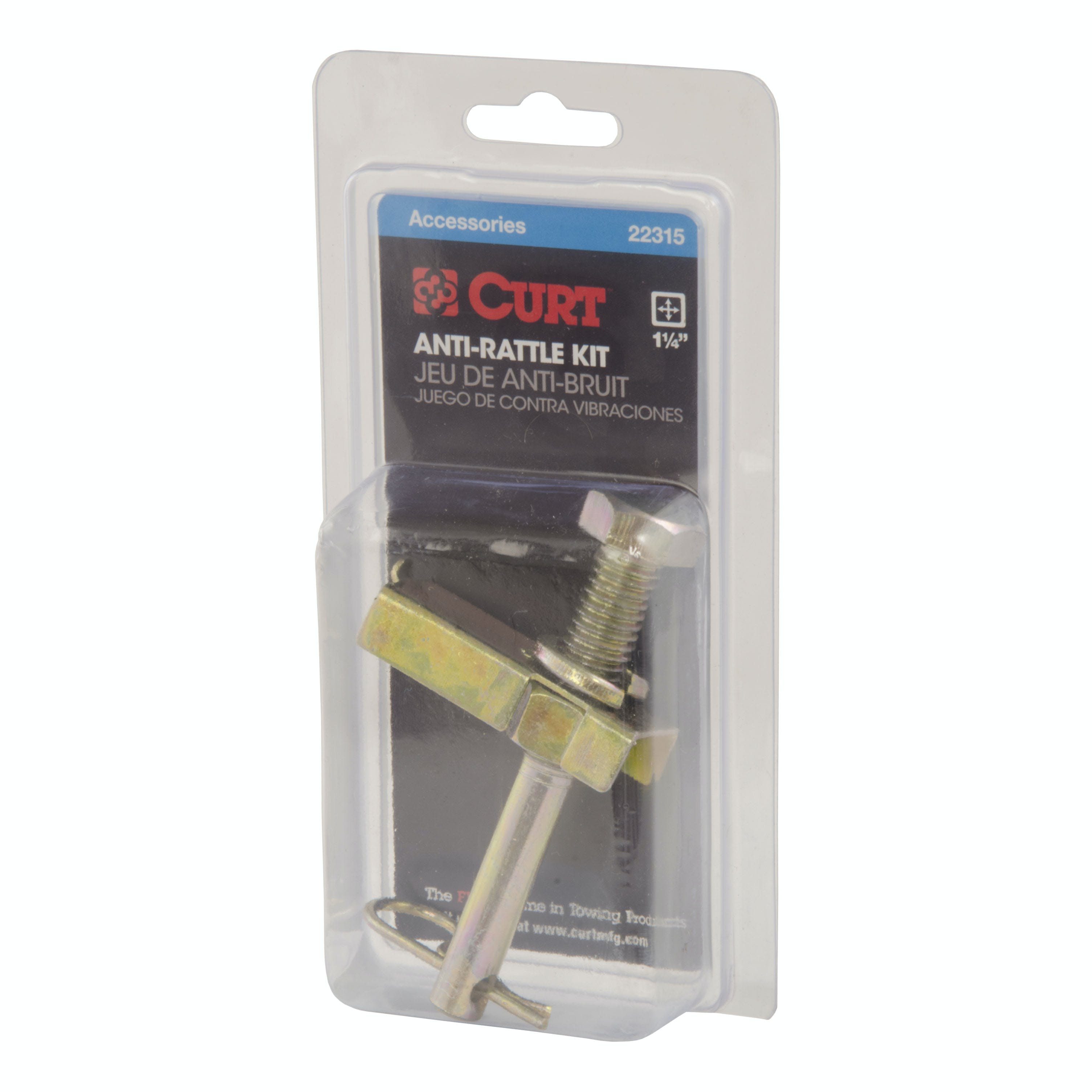 CURT 22315 Anti-Rattle Hitch Pin and Shim (Fits 1-1/4 Receiver with 1/2  Hole)