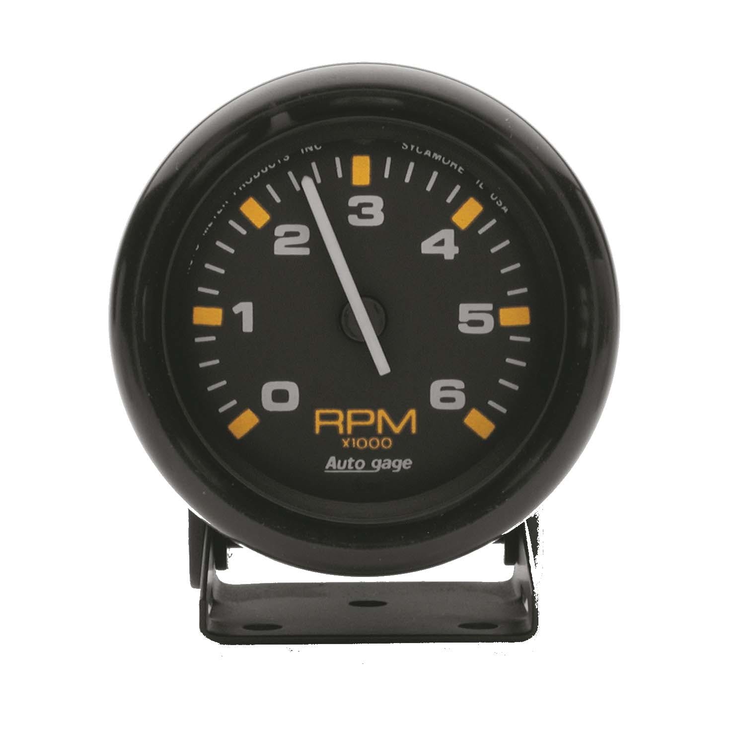 AutoMeter Products 2306 Gauge; Tachometer; 2 3/4in.; 6k RPM; Pedestal; Blk Dial Blk Case; AutoGage