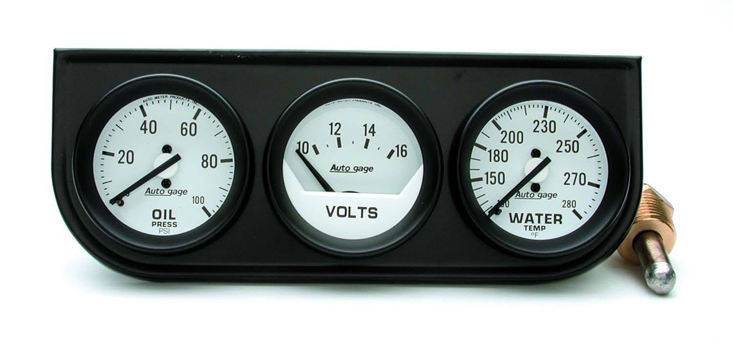 AutoMeter Products 2327 Mechanical Oil/Volt/Water Black Console 2 1/16 in.