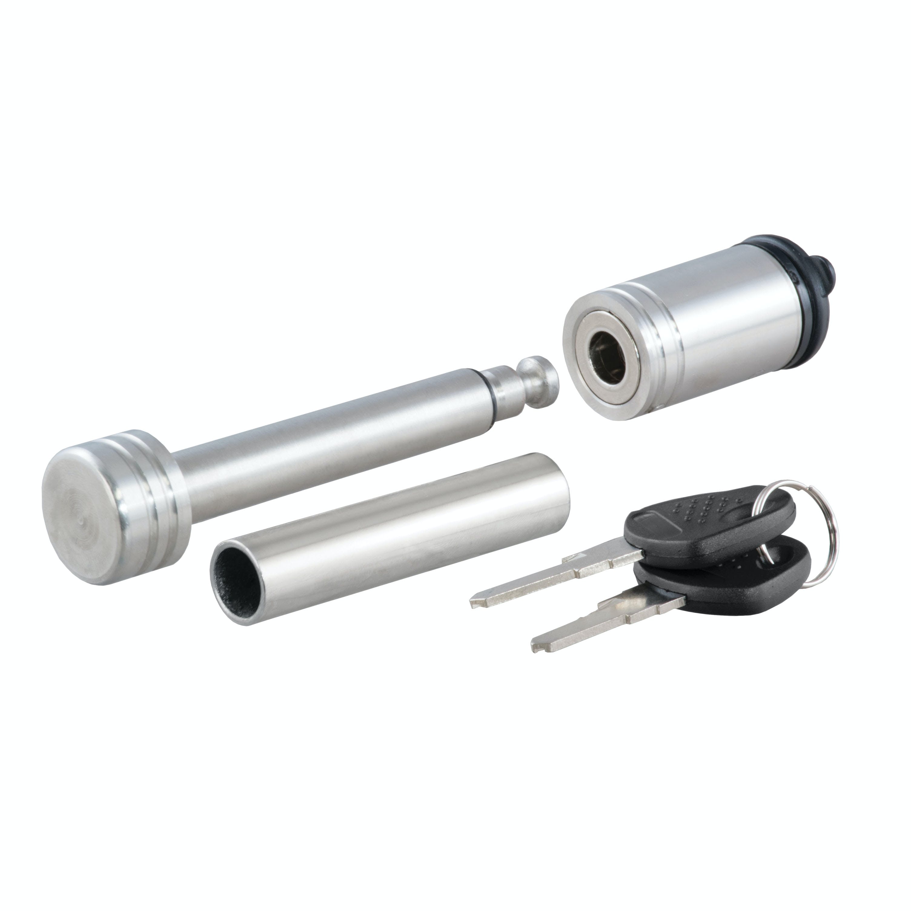 CURT 23517 1/2 Hitch Lock with 5/8 Adapter (1-1/4 or 2 Receiver, Barbell, Stainless)