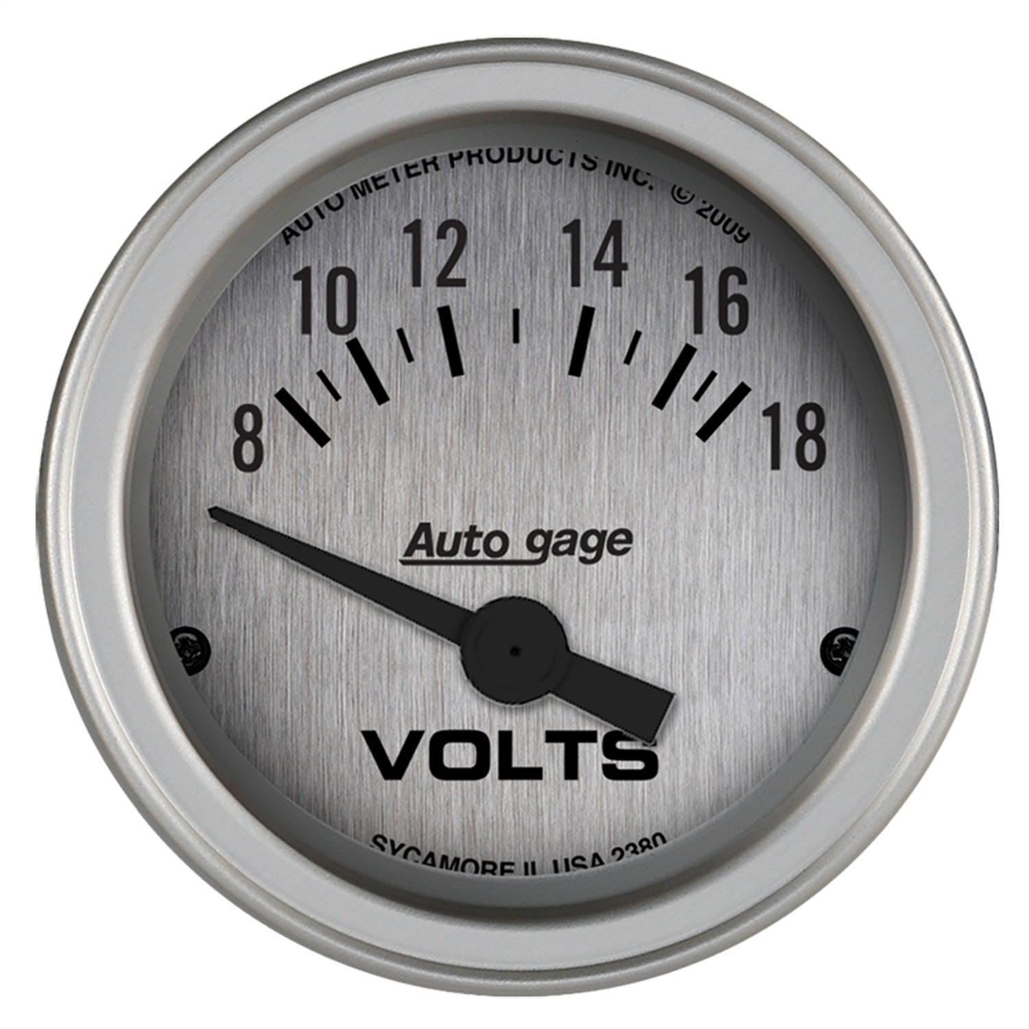 AutoMeter Products 2380 Gauge Console; Voltmeter; 2 1/16in.; 18V; SLVR Dial; SLVR Bezel; AutoGage