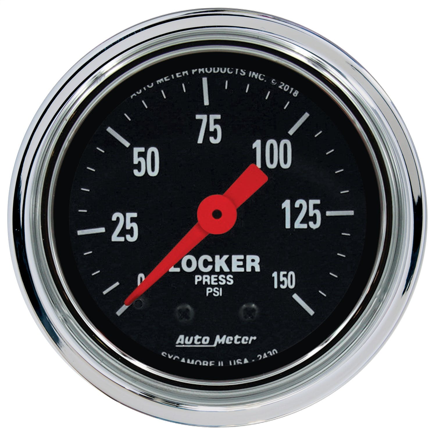 AutoMeter Products 2430 Traditional Chrome Air Locker Pressure Gauge 2 1/16, 150PSI Mechanical