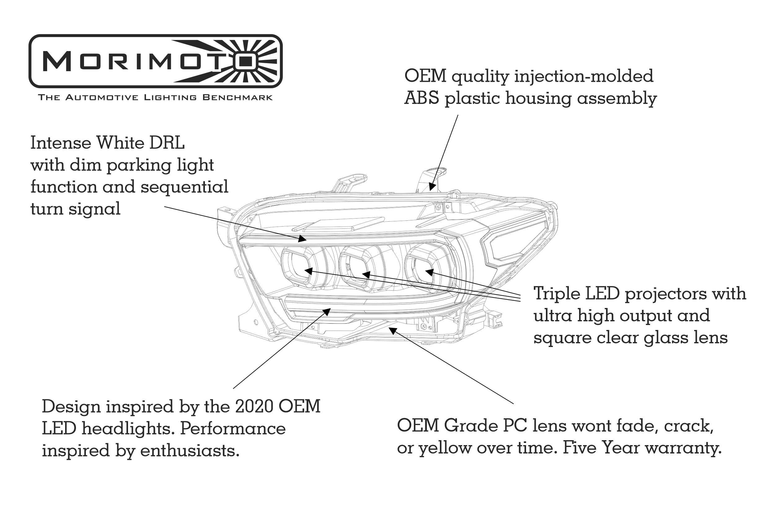 Morimoto XB Adapters: Toyota Tacoma XB LED Harness (2020+ OEM LED / Pair LF530H-2