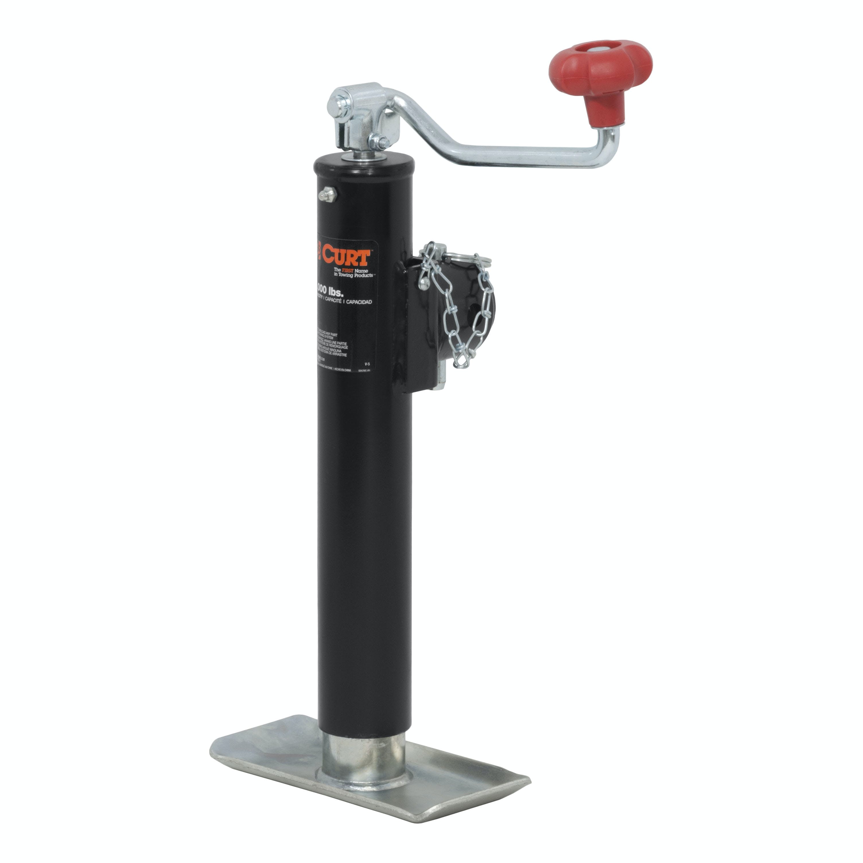 CURT 28350 Pipe-Mount Swivel Jack with Top Handle (5,000 lbs, 10 Travel)
