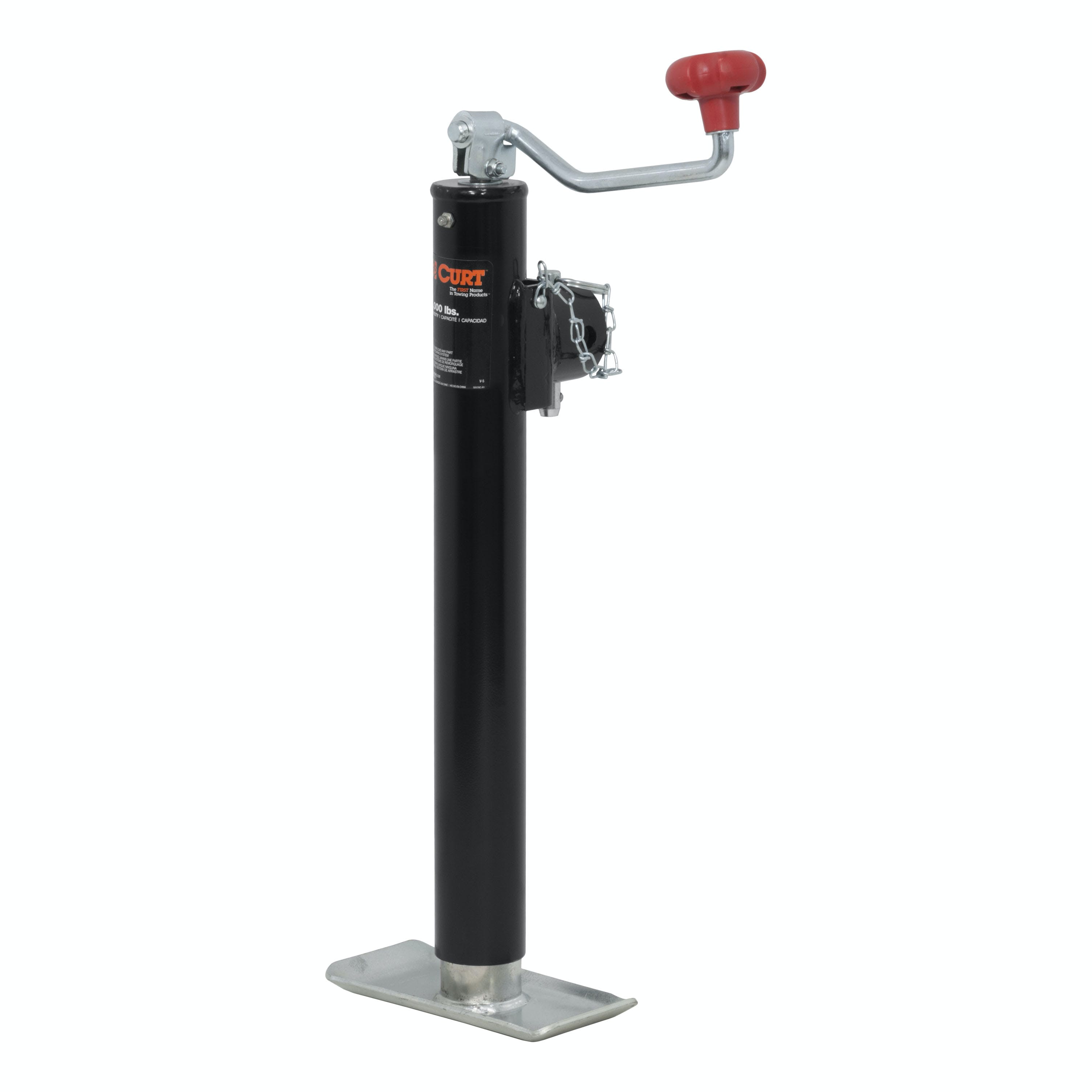 CURT 28356 Pipe-Mount Swivel Jack with Top Handle (5,000 lbs, 15 Travel)