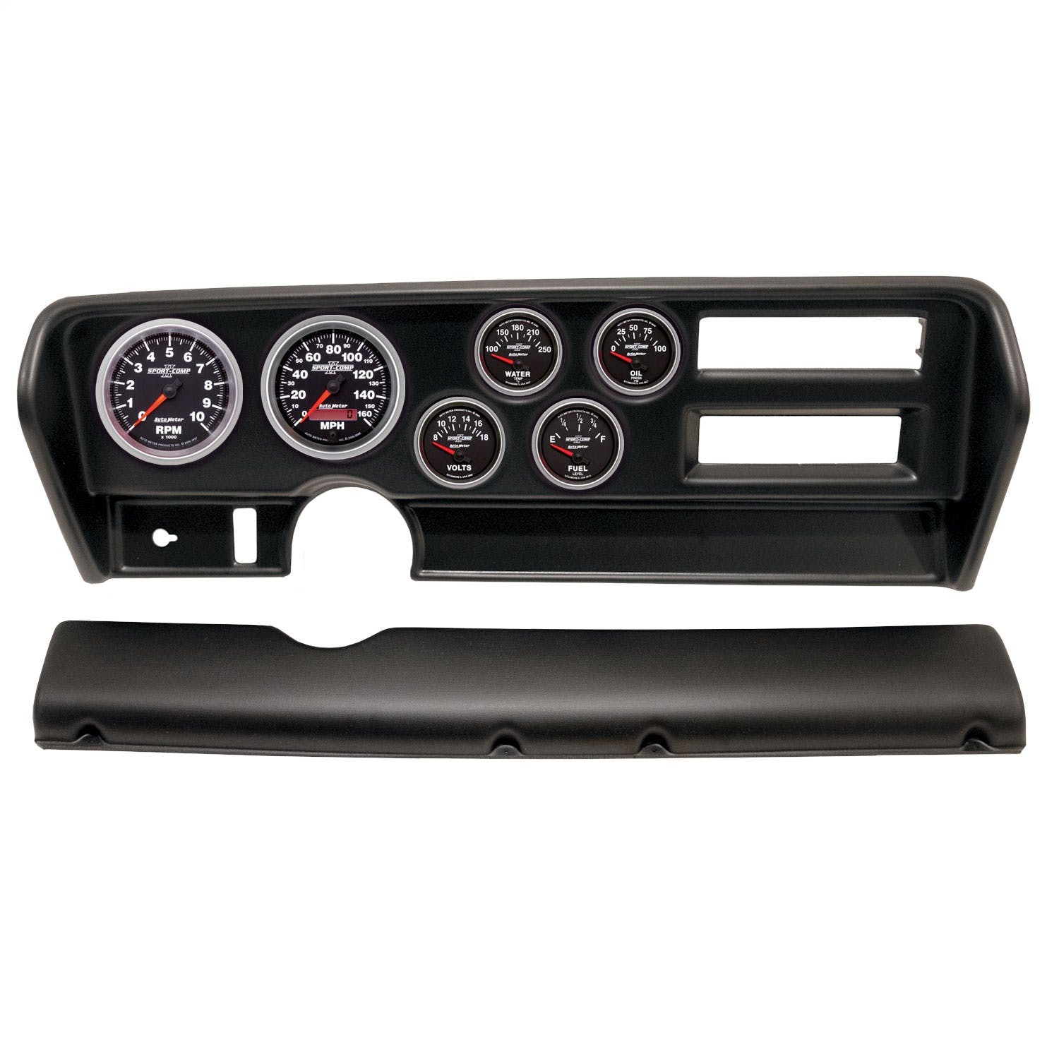 AutoMeter Products 2915-12 6 Gauge Direct-Fit Dash Kit, Pontiac GTO Ac 70-72, Sport-Comp II