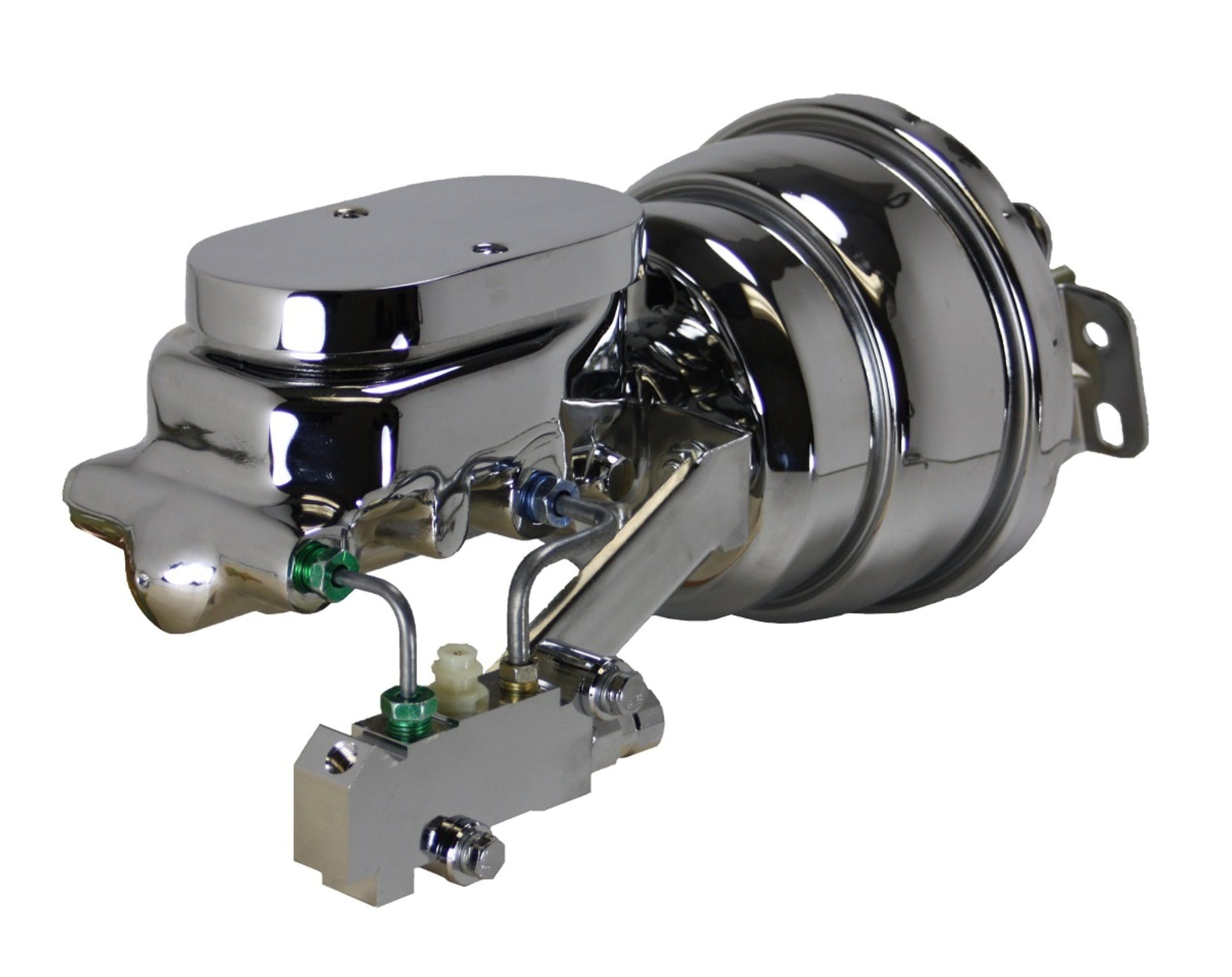 LEED Brakes 2L6B2 7 in Dual Power Booster ,1-1/8in Bore, side valve disc/drum (Chrome)