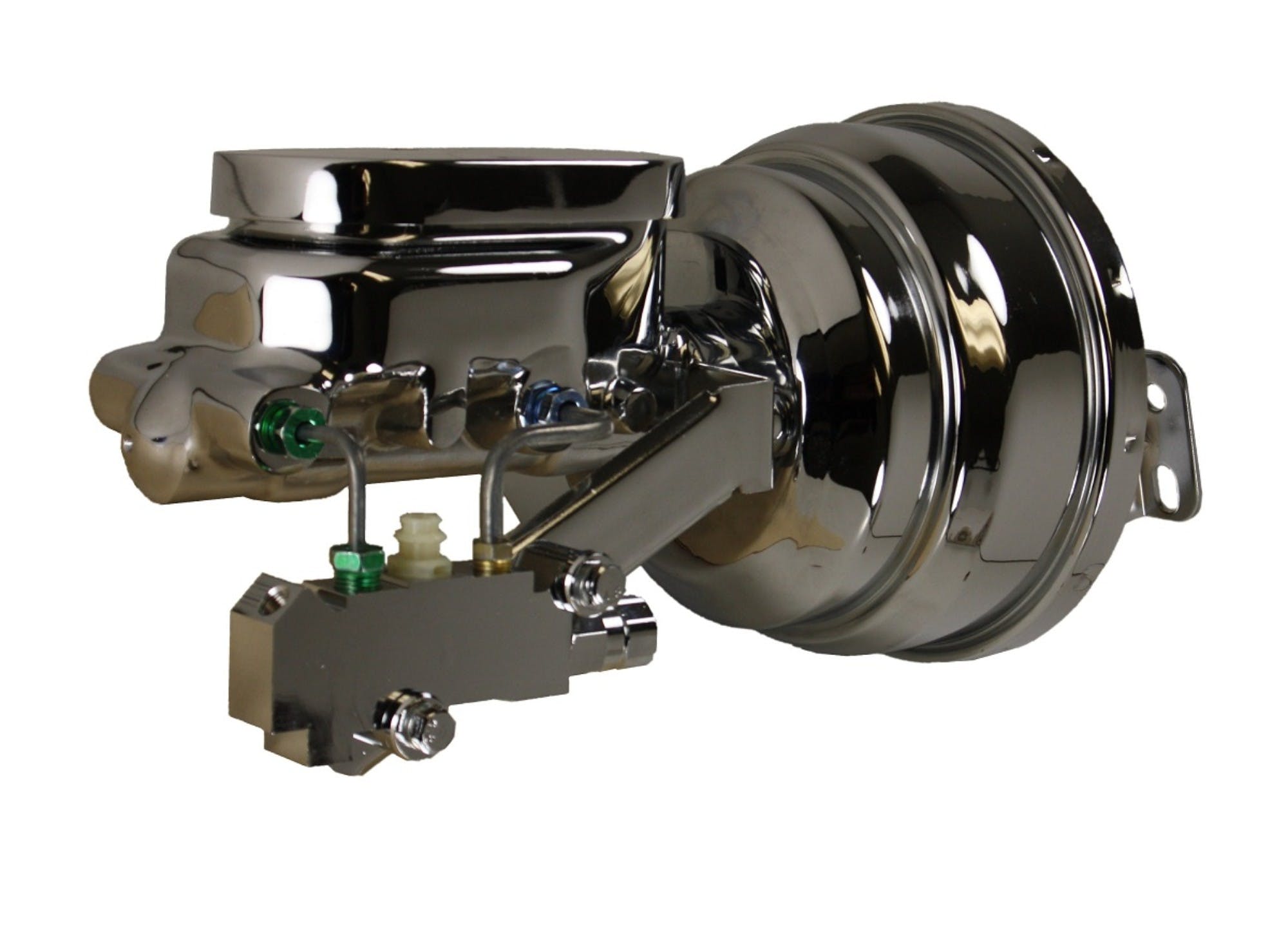 LEED Brakes 2N6B2 8 in Dual Power Booster ,1-1/8in Bore, side valve disc/drum (Chrome)