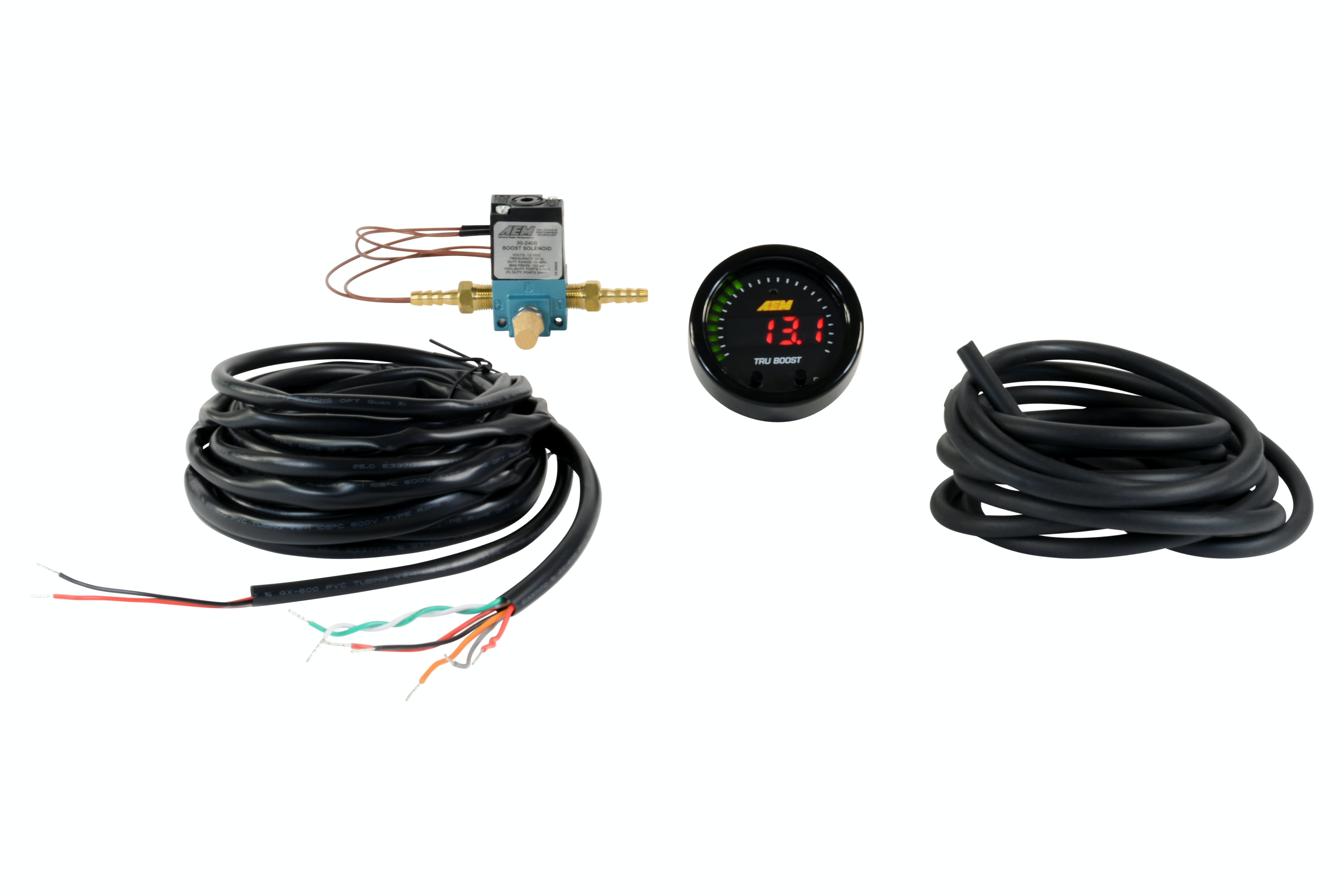 AEM 30-0352 Tru-BoostX Gauge with Boost Control Solenoid, 80 PSIg Internal MAP Sensor