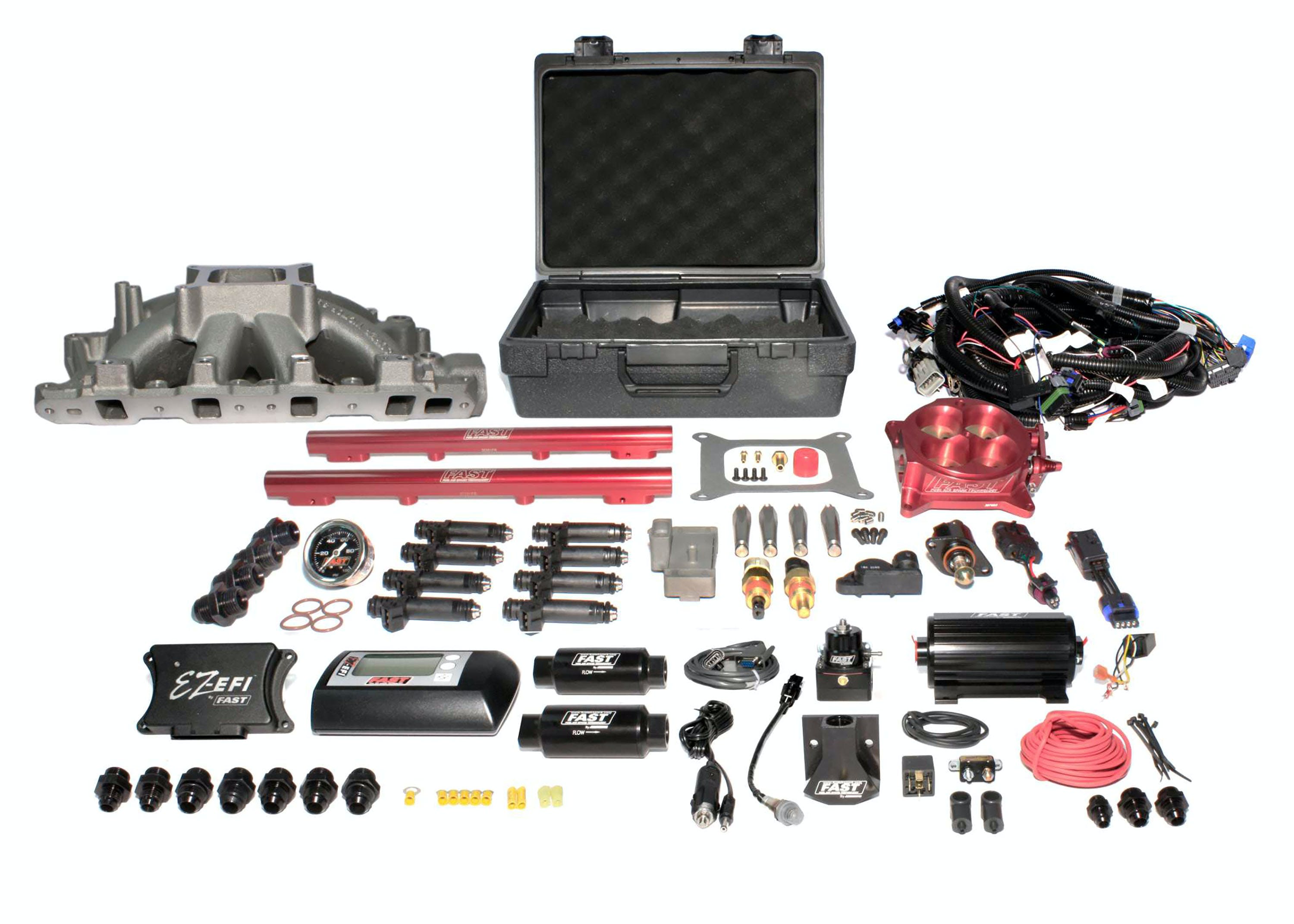 FAST - Fuel Air Spark Technology 3031302-05E EZ EFI SBF Multiport System w/ Intake, Fuel System and Red Throttle Body