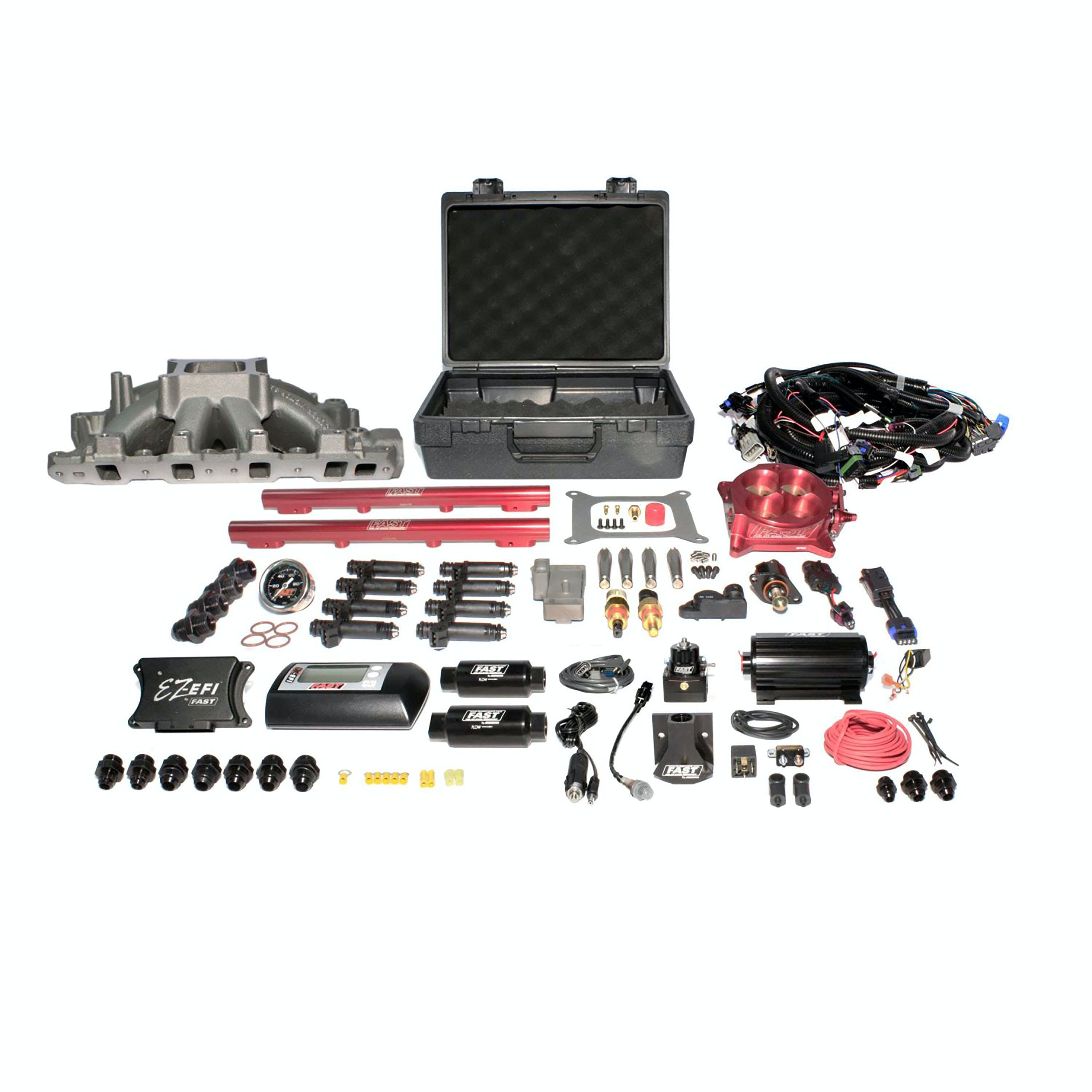 FAST - Fuel Air Spark Technology 3031302-10E EZ EFI SBF Multiport System w/ Intake, Fuel System and Red Throttle Body