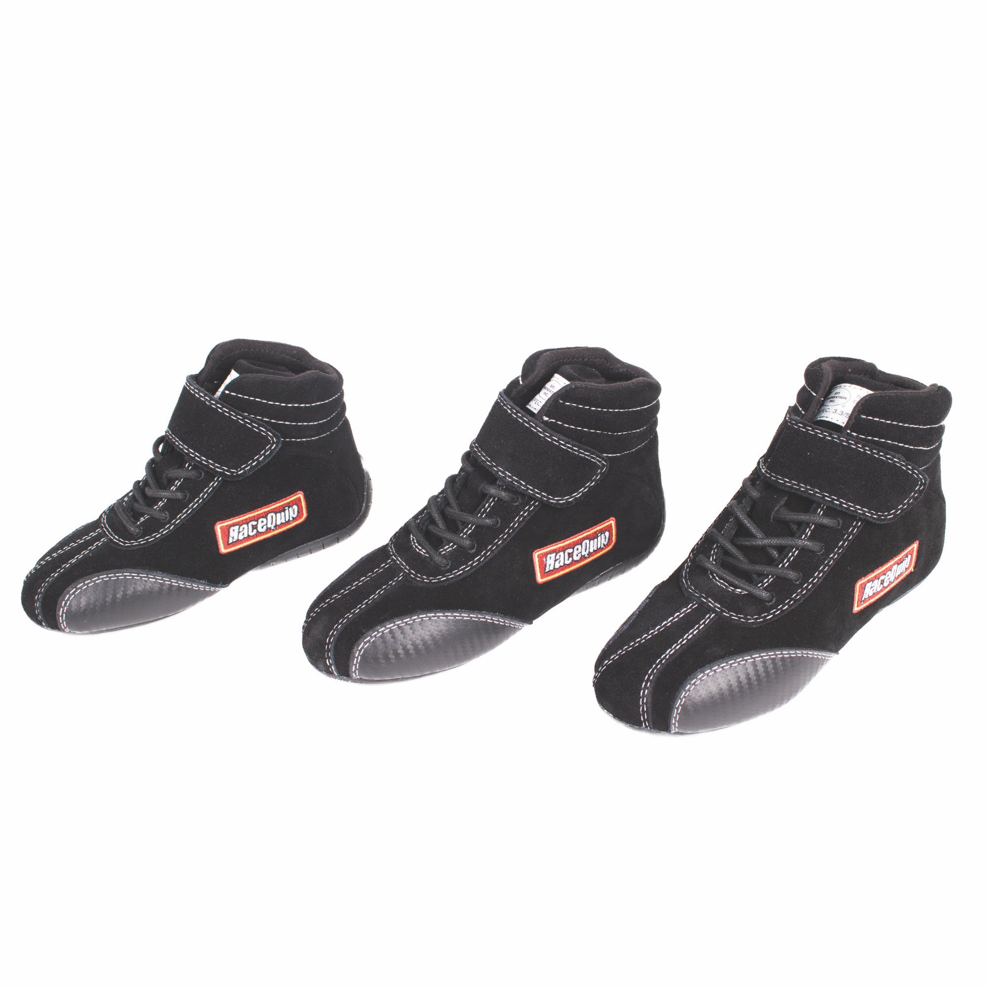 RaceQuip 30400912 Euro Carbon-L Series Race Shoes SFI 3.3/ 5 Certified; Black Youth Size 12