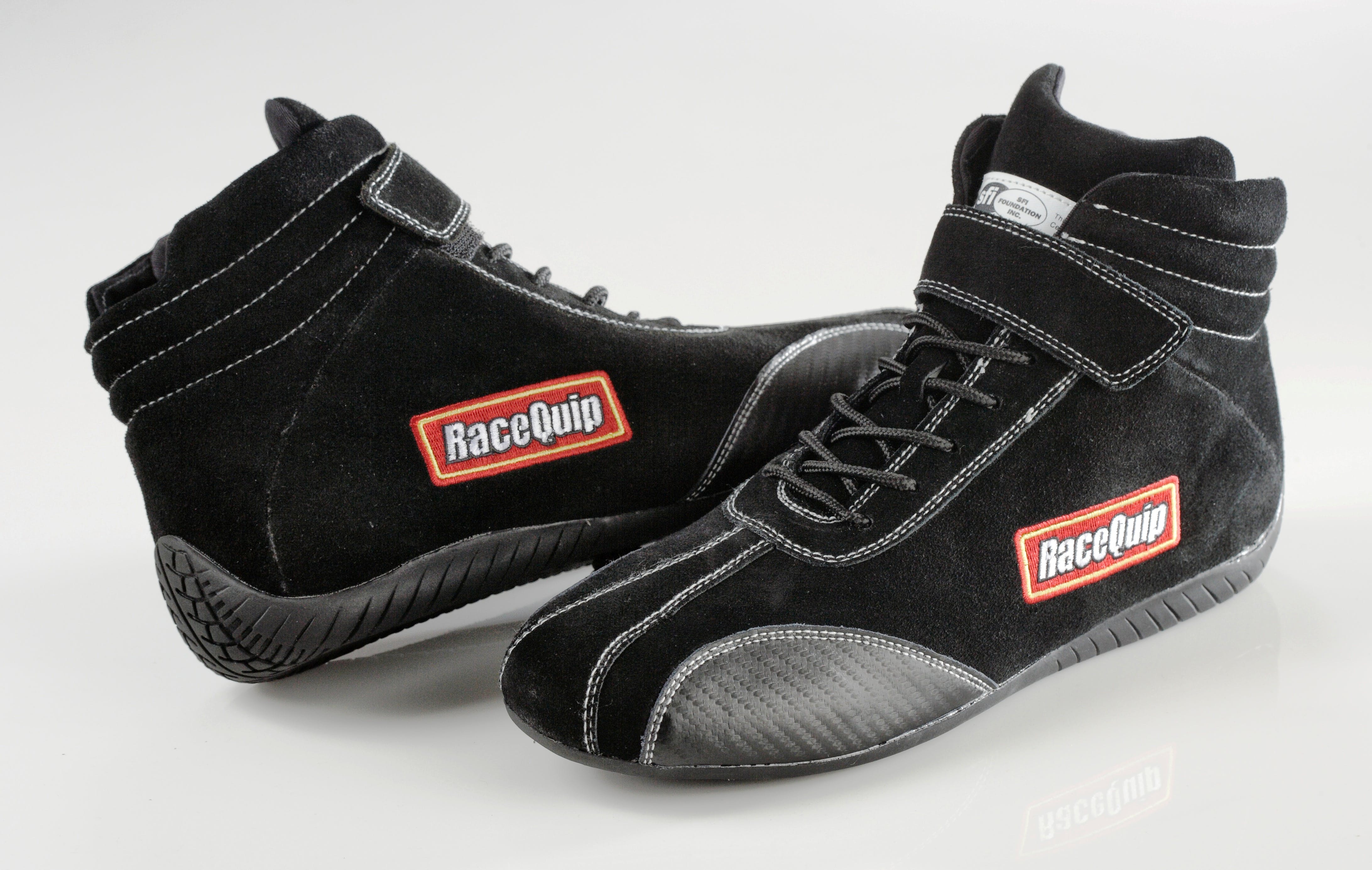 RaceQuip 30500180 Euro Carbon-L Series SFI Racing Shoes (Black, Size 18.0)