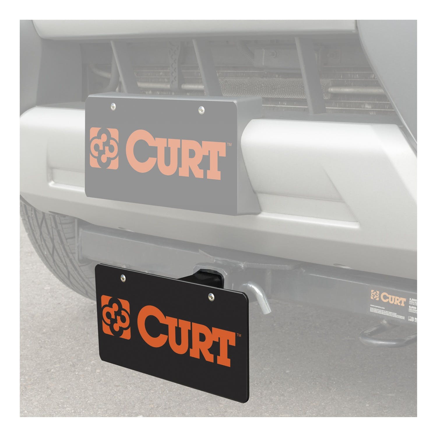 CURT 31002 Hitch-Mounted License Plate Holder (Fits 2 Receiver)