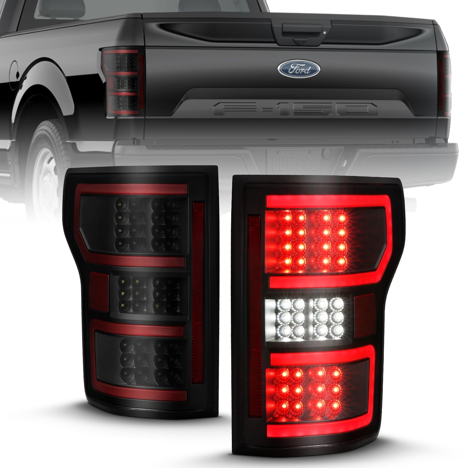 AnzoUSA 311314 LED Taillight Black (Red Light Bar) ( with Sequential)