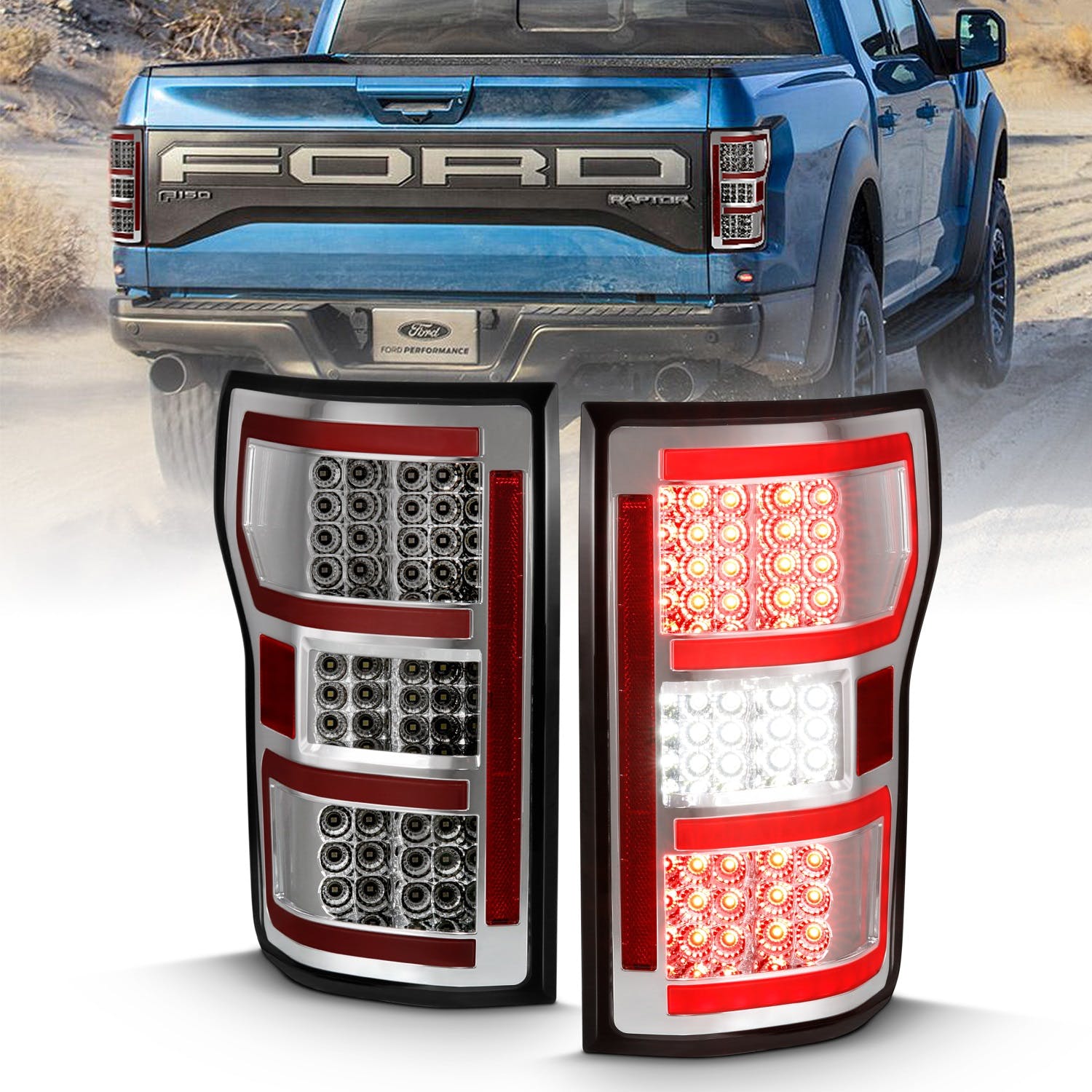 AnzoUSA 311316 LED Taillight Chrome (Red Light Bar) ( with Sequential)