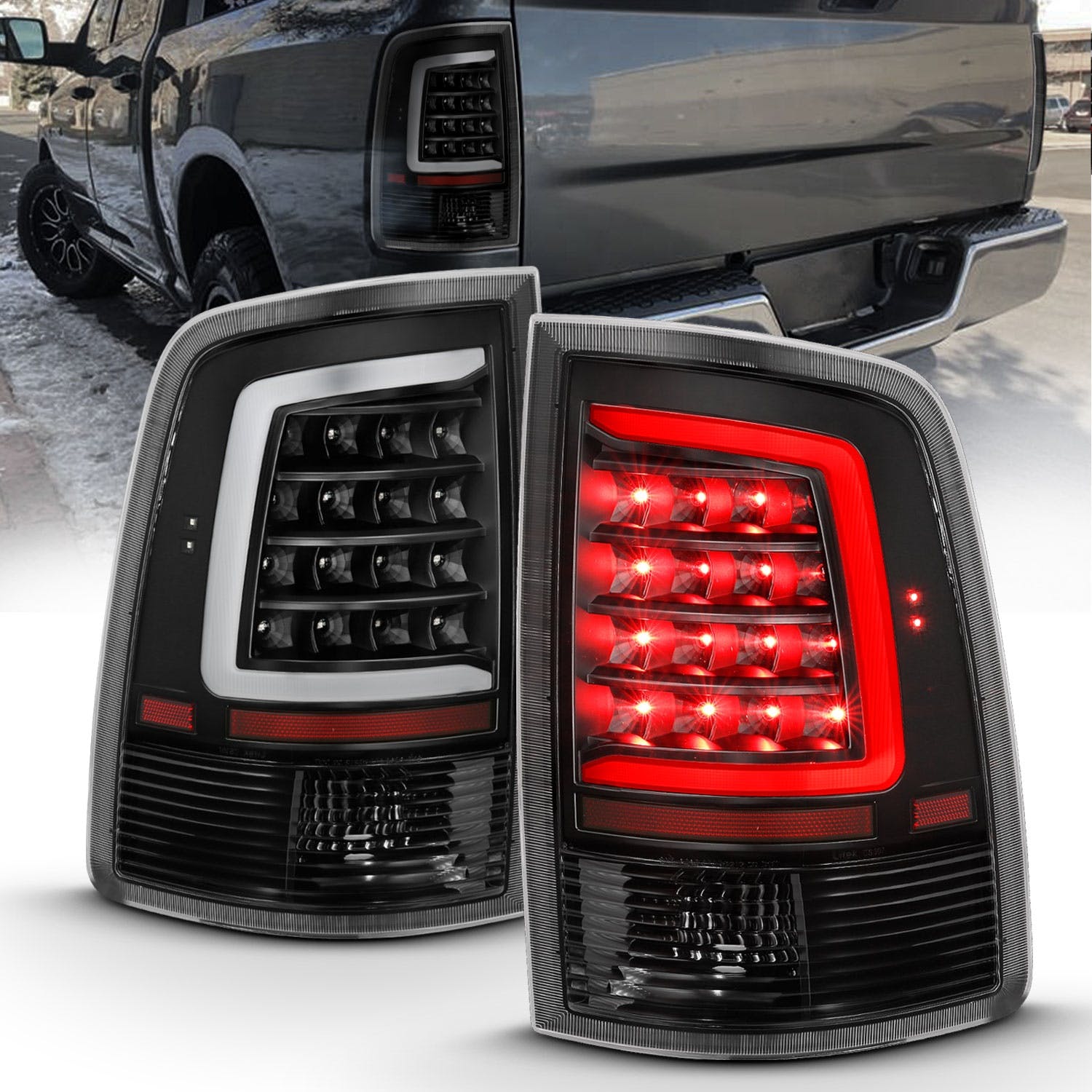 AnzoUSA 311318 LED Taillight Plank Style Black with Clear Lens