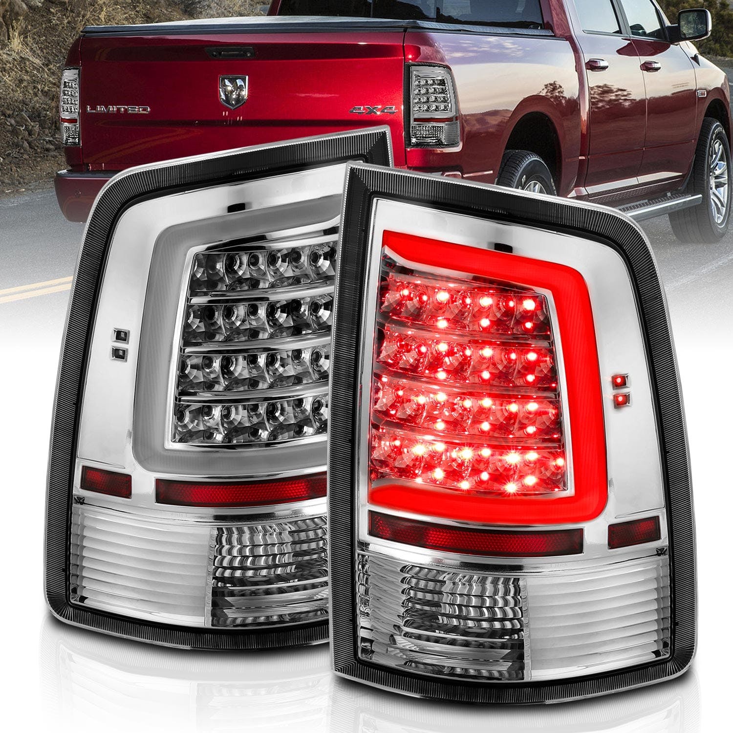AnzoUSA 311320 LED Taillight Plank Style Chrome with Clear Lens