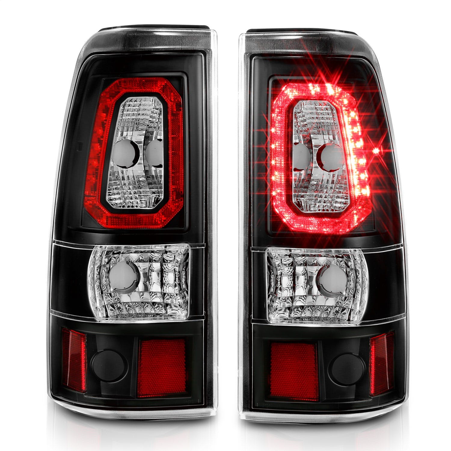 AnzoUSA 311324 LED Taillights Plank Style Black with Clear Lens